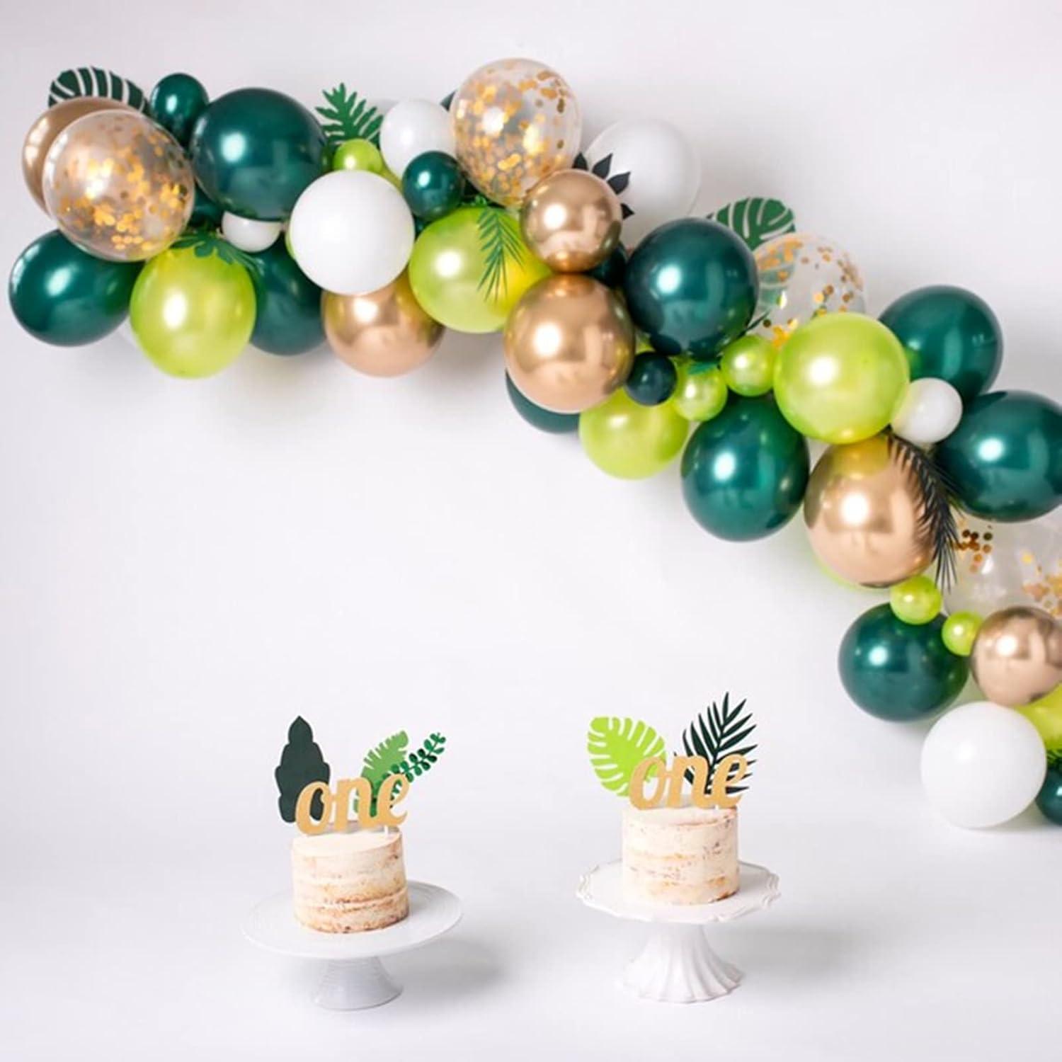 Arco de Globos Isndare Verde Blanco Dorado 91 Piezas