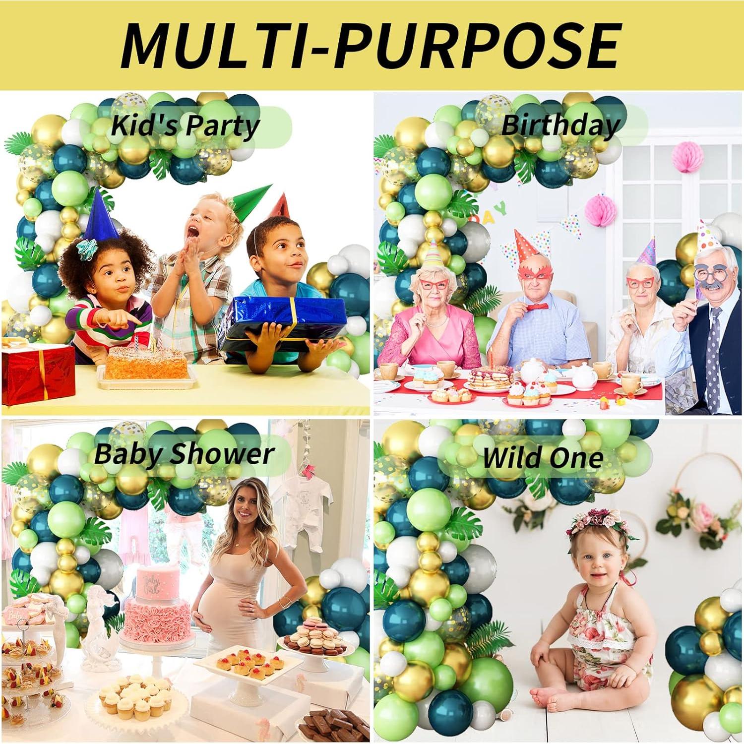 Arco de Globos Isndare Verde Blanco Dorado 91 Piezas