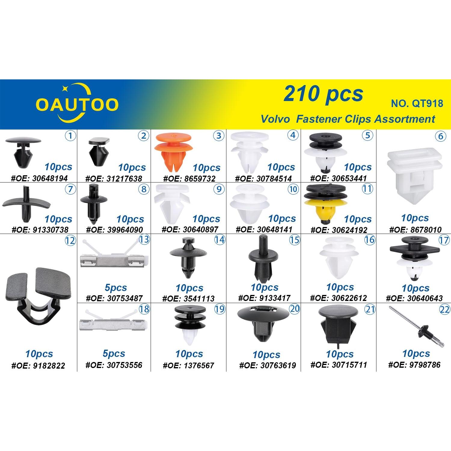 Kit de Clips de Sujetadores OAUTOO 210 Piezas para Volvo