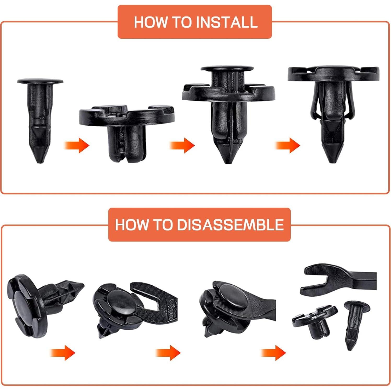 20 Clips Sujetadores de Nylon para Parachoques y Guardabarros