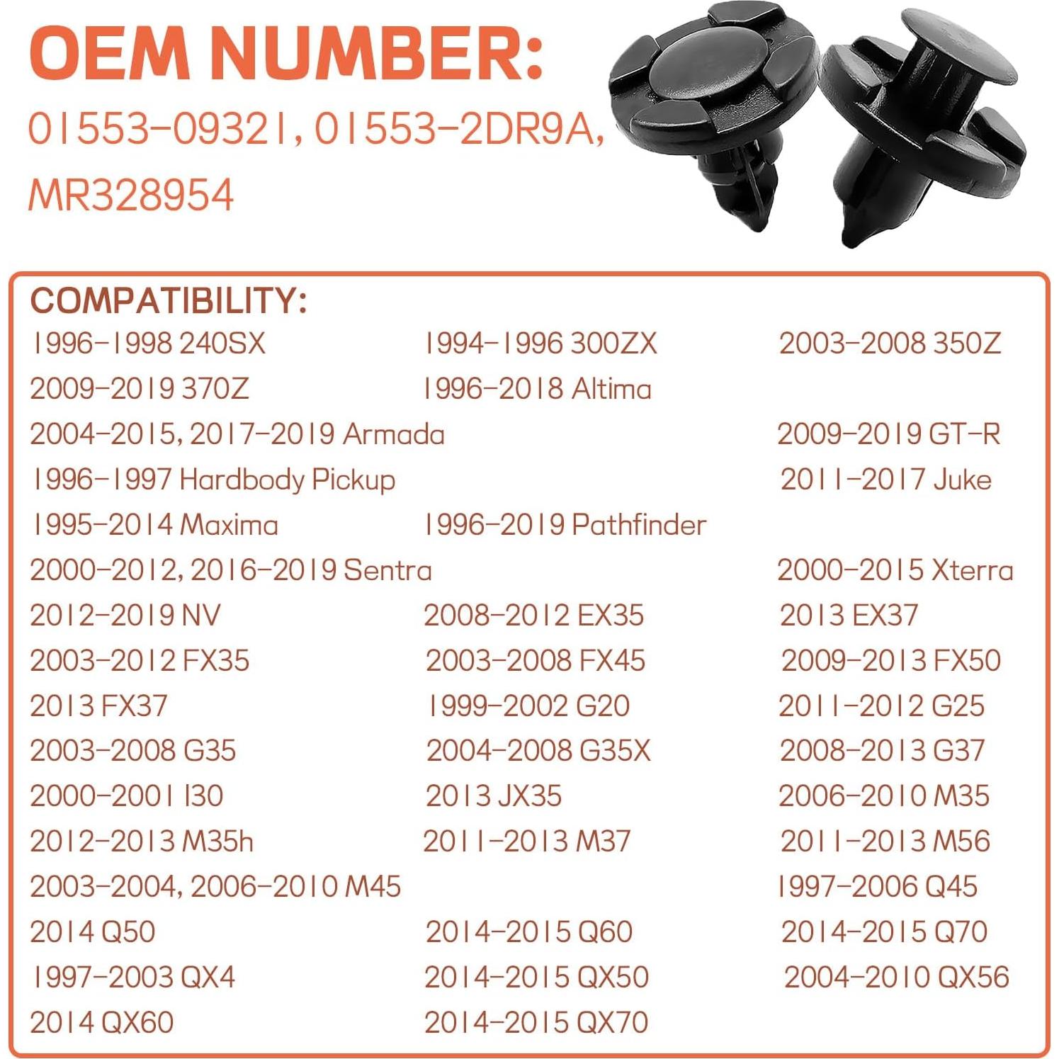 20 Clips Sujetadores de Nylon para Parachoques y Guardabarros