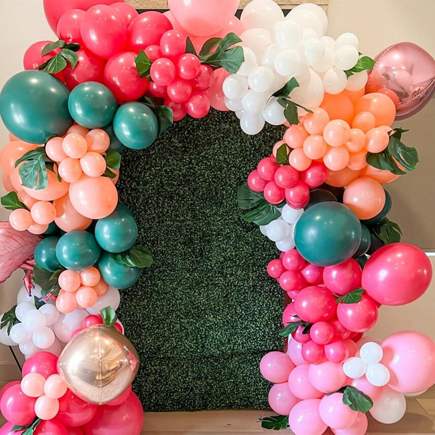 Kit de Arco de Globos Isndare Flamenco Rosa y Verde 120 Pzs