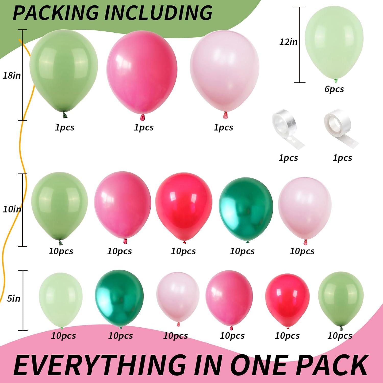 Kit de Arco de Globos Isndare Flamenco Rosa y Verde 120 Pzs