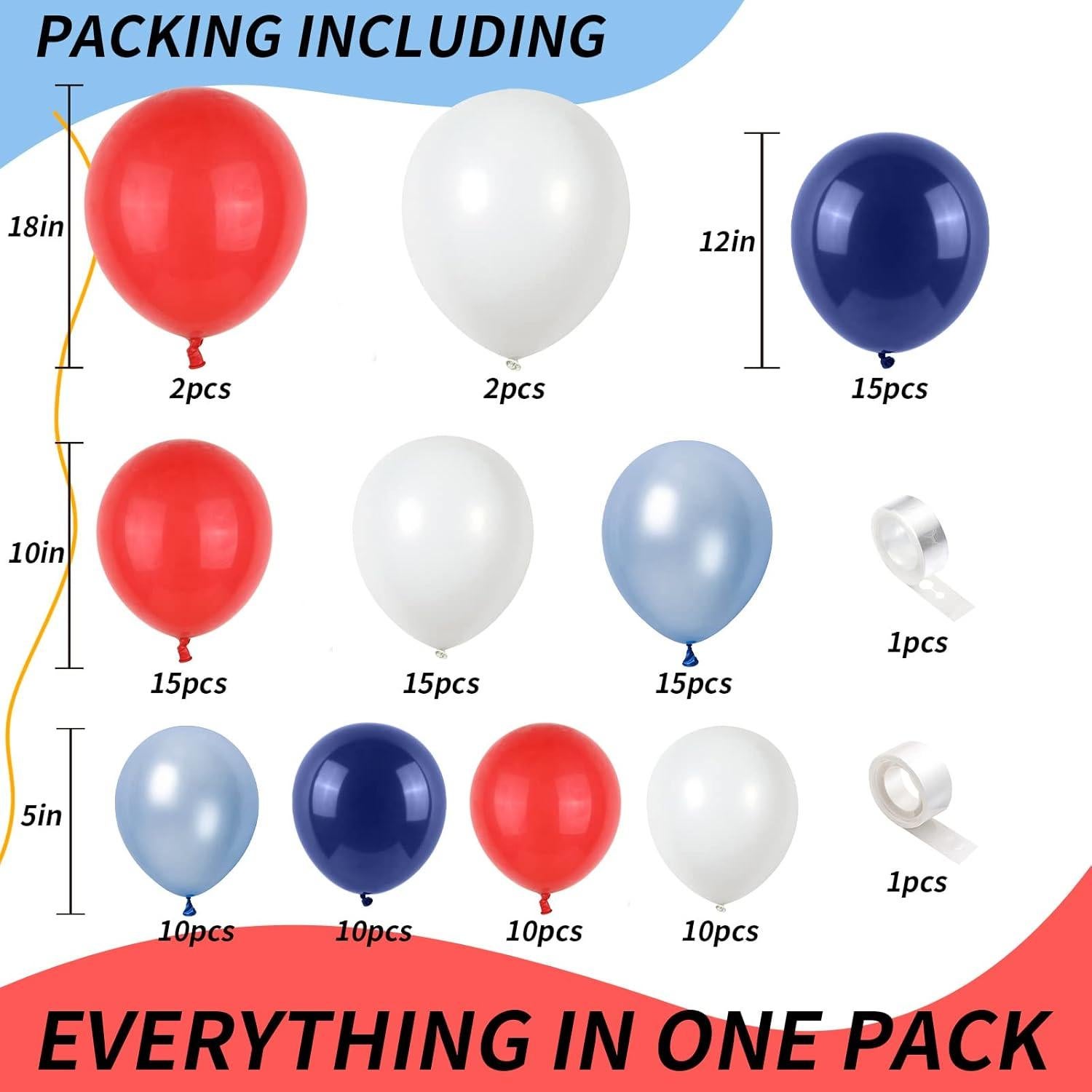 Arco de globos Isndare rojo azul blanco para fiestas