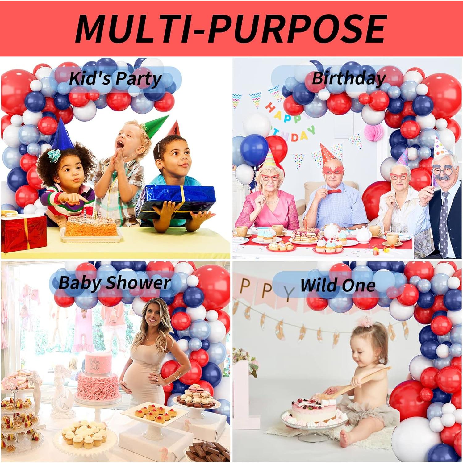 Arco de globos Isndare rojo azul blanco para fiestas