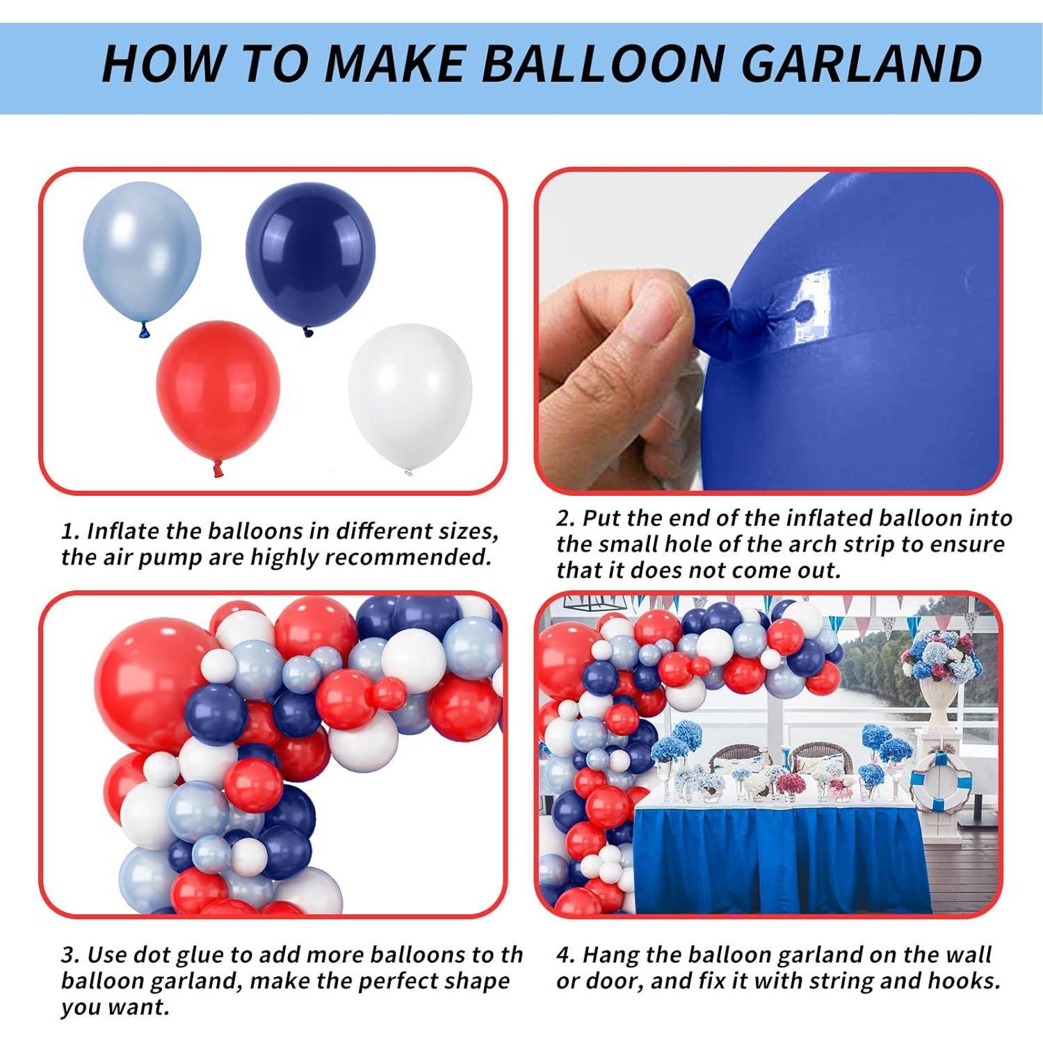 Arco de globos Isndare rojo azul blanco para fiestas