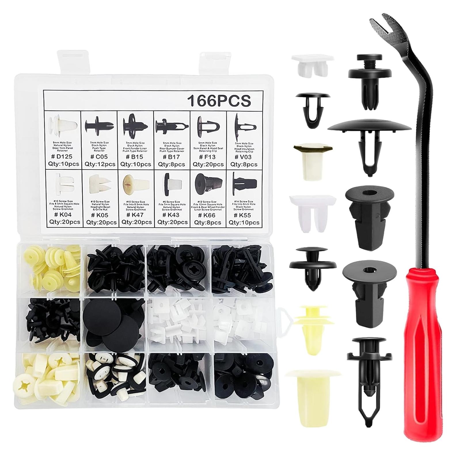 Clips de Retención Automotriz BSAMZO 166 Piezas 12 Tamaños