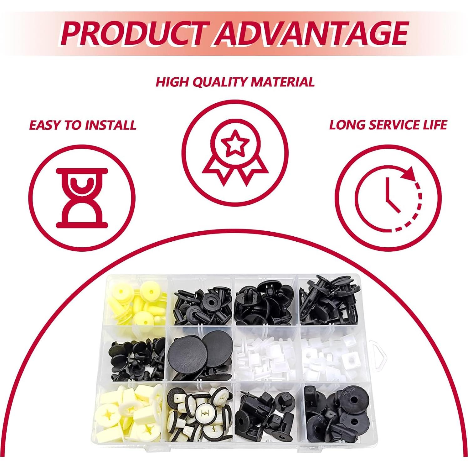 Clips de Retención Automotriz BSAMZO 166 Piezas 12 Tamaños