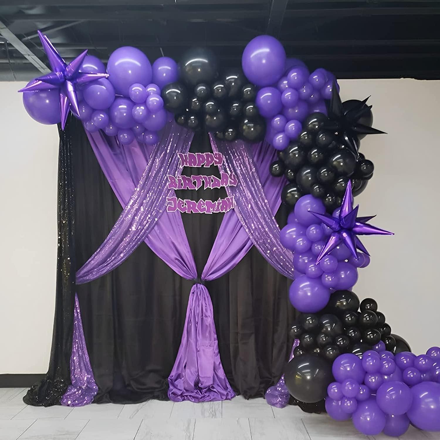 Kit de Arco de Globos Isndare Negro y Púrpura 45 cm 30 cm 25 cm