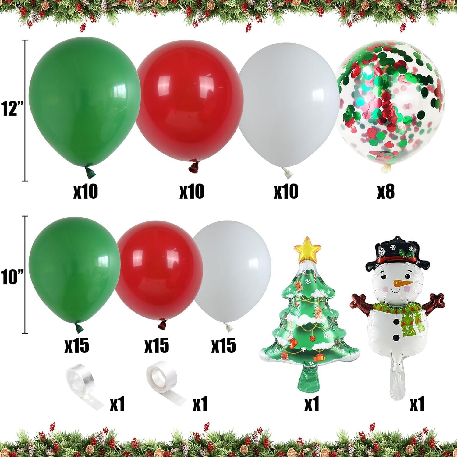 Kit de Globos de Navidad Isndare 104 Piezas Rojo Verde Blanco