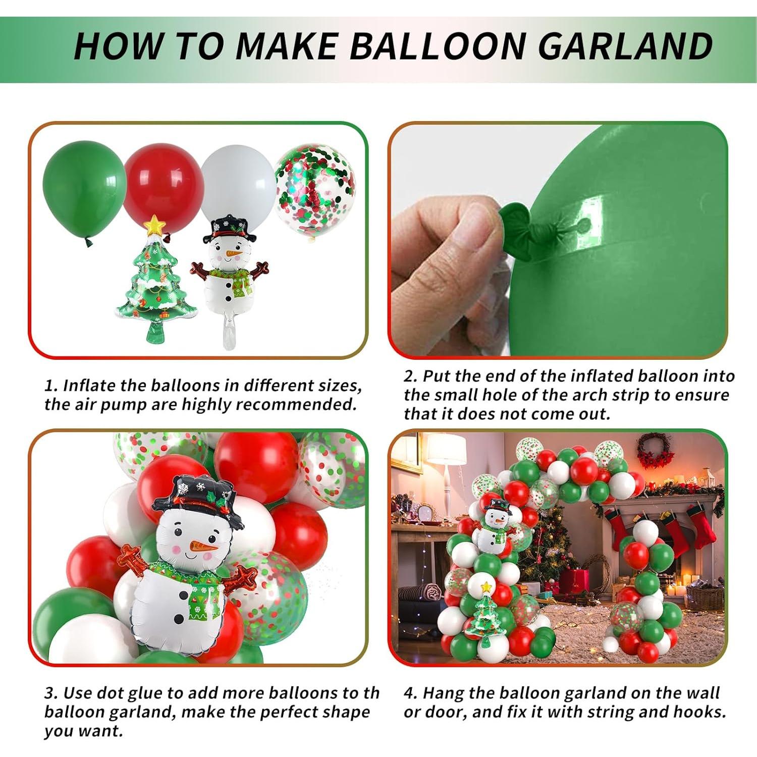 Kit de Globos de Navidad Isndare 104 Piezas Rojo Verde Blanco