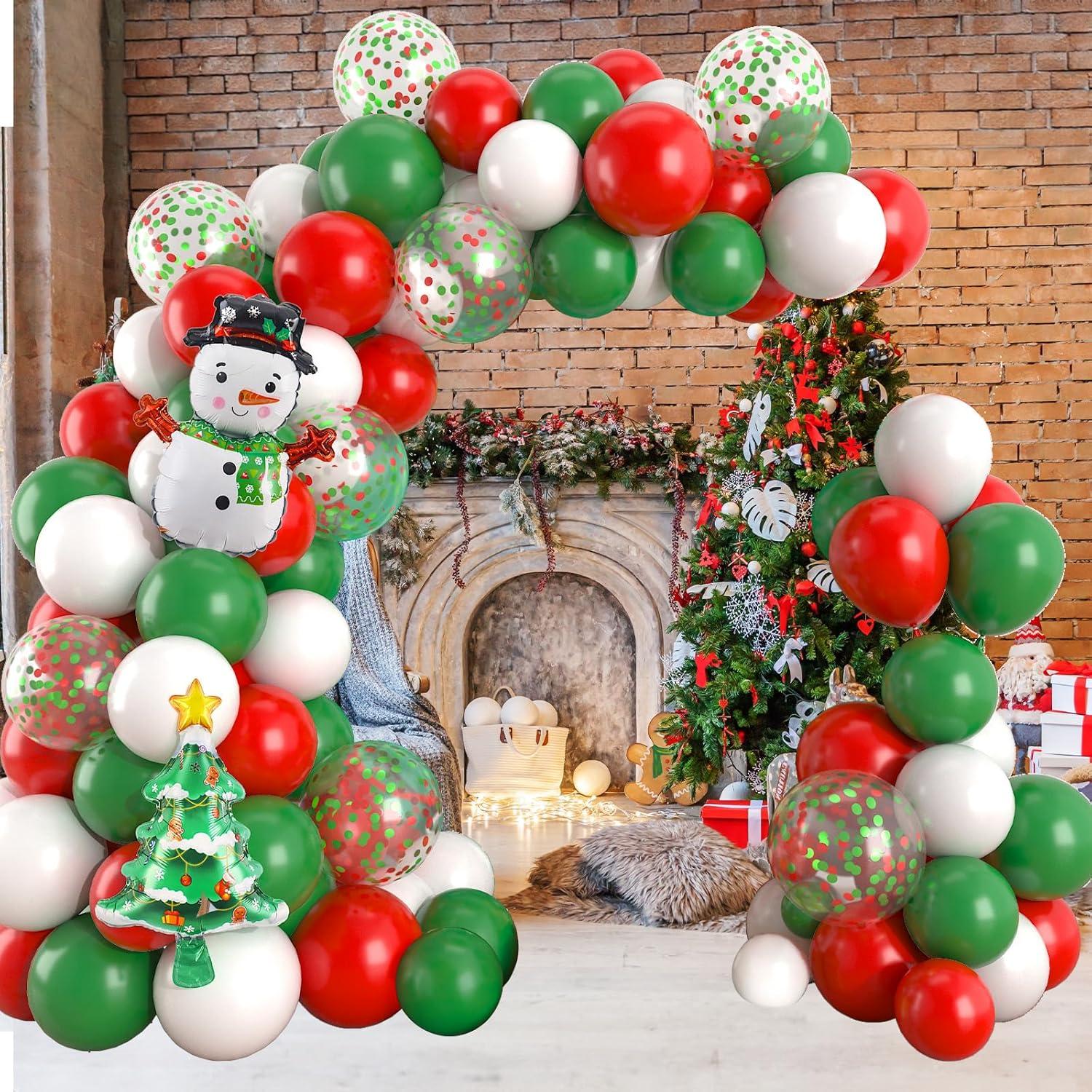 Kit de Globos de Navidad Isndare 104 Piezas Rojo Verde Blanco