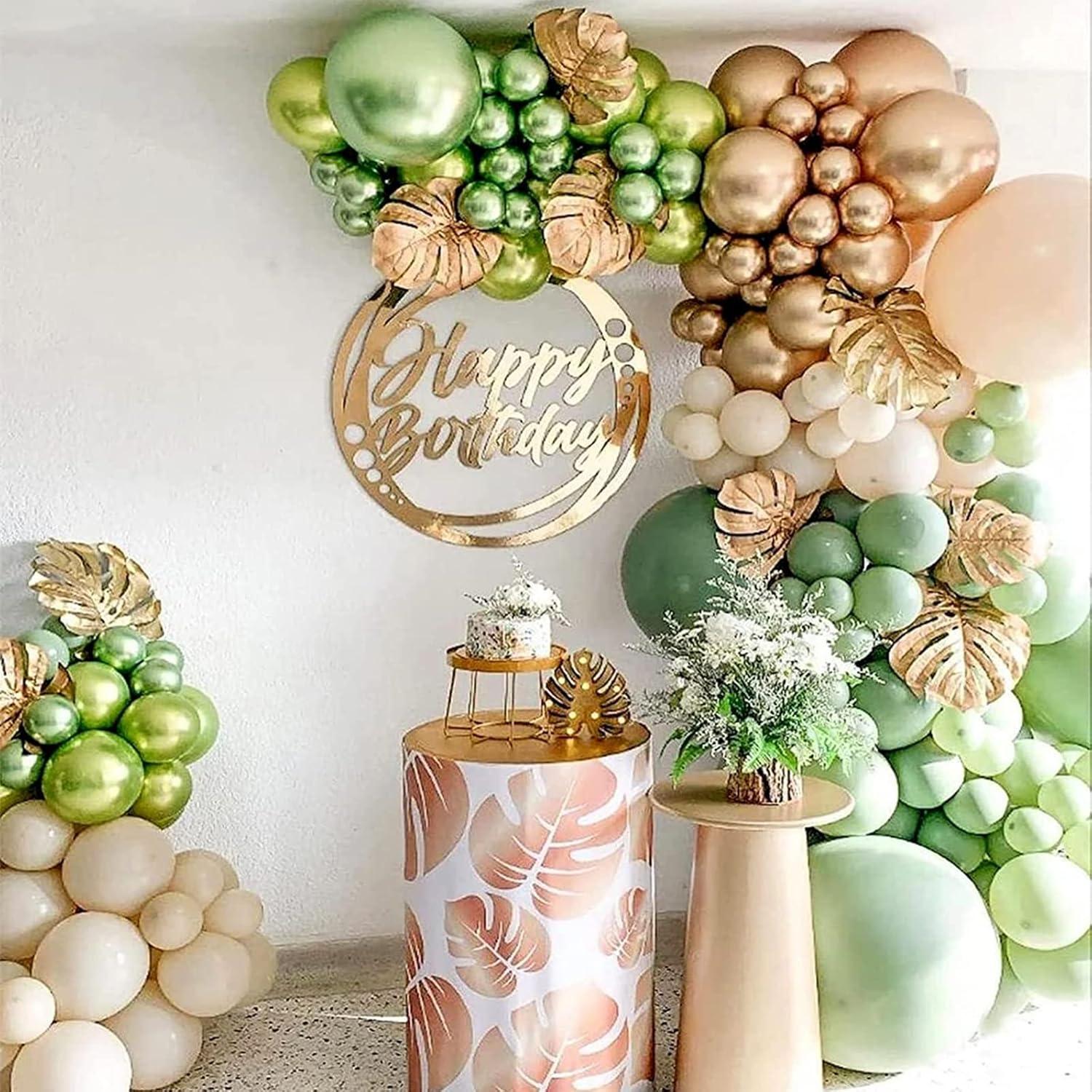 Kit Guirnalda de Globos Verde Salvia Dorado Isndare