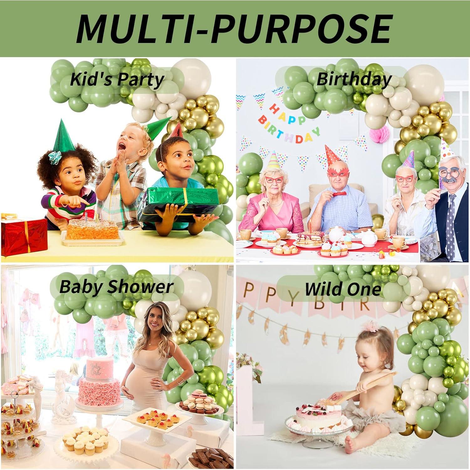 Kit Guirnalda de Globos Verde Salvia Dorado Isndare