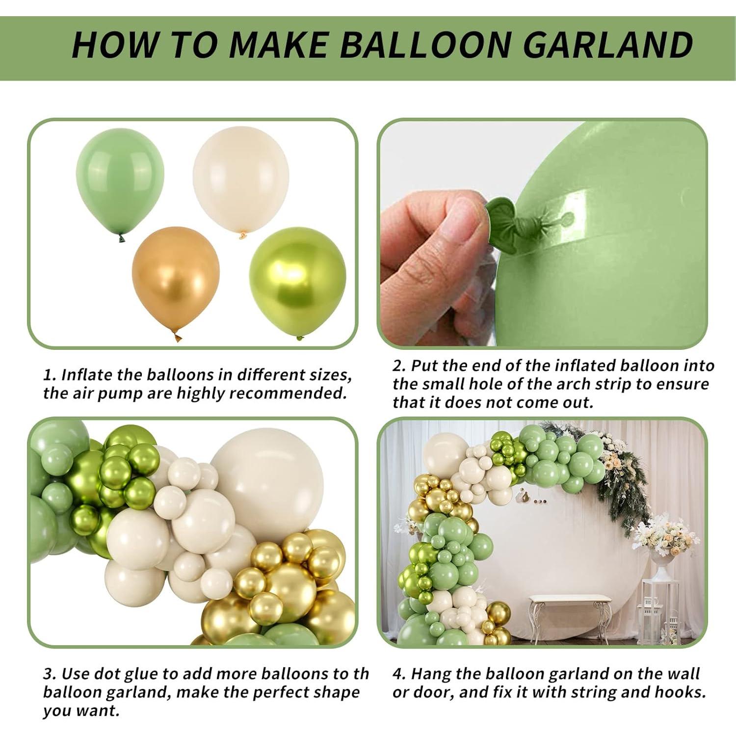 Kit Guirnalda de Globos Verde Salvia Dorado Isndare