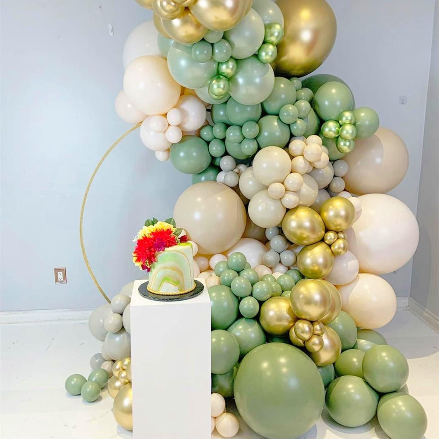 Kit Guirnalda de Globos Verde Salvia Dorado Isndare