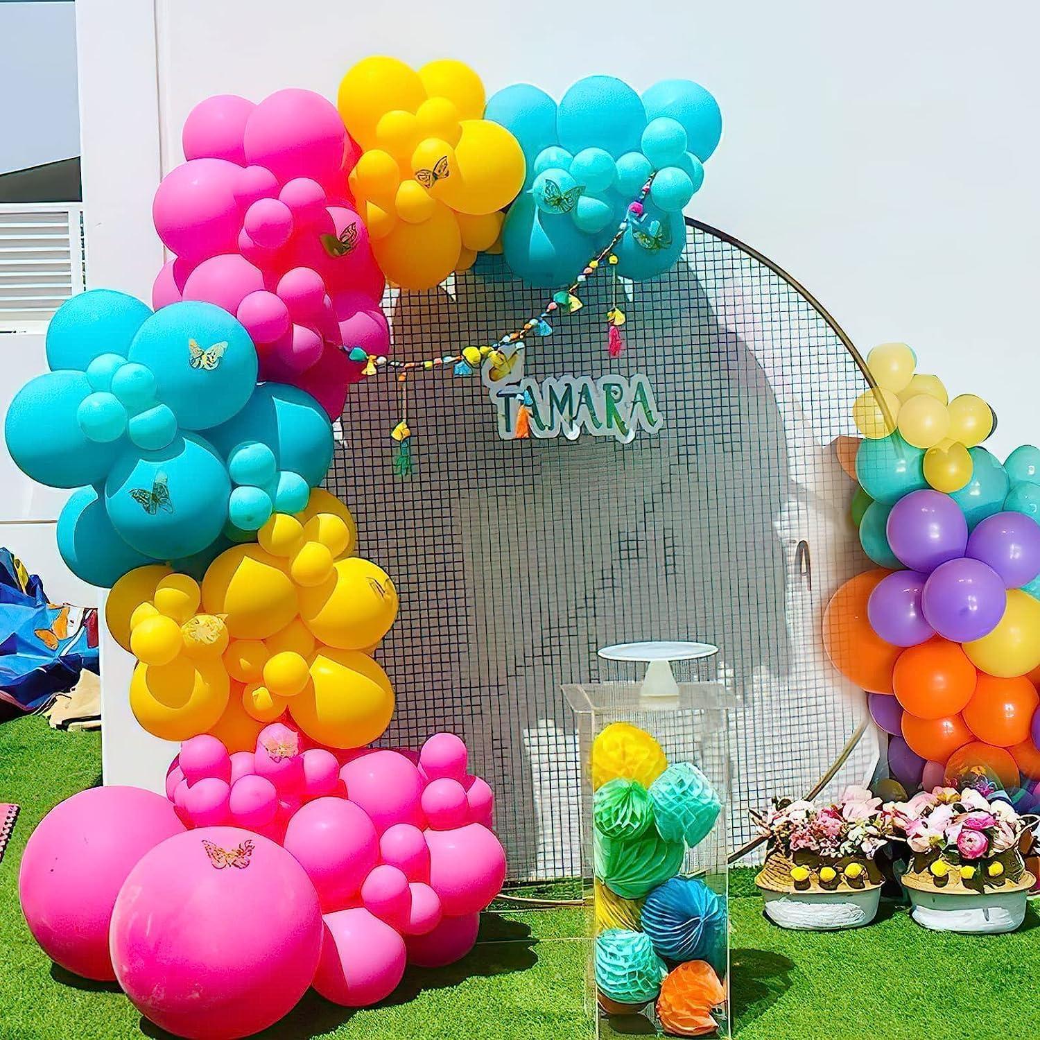 Arco de Globos Isndare Rosa, Azul, Amarillo y Púrpura