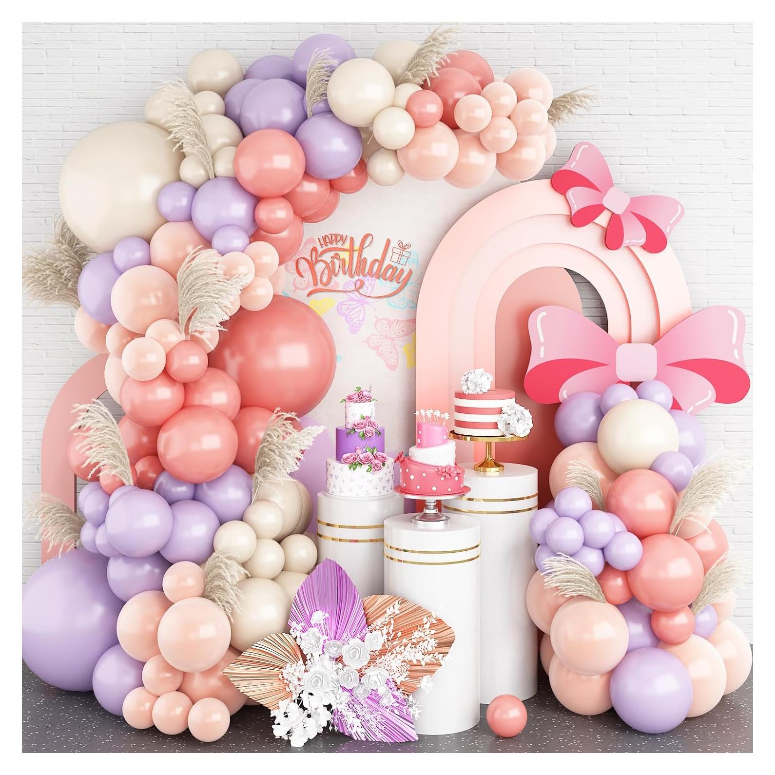 Kit Arco de Globos Isndare Rosa Púrpura y Blanco 105 Piezas
