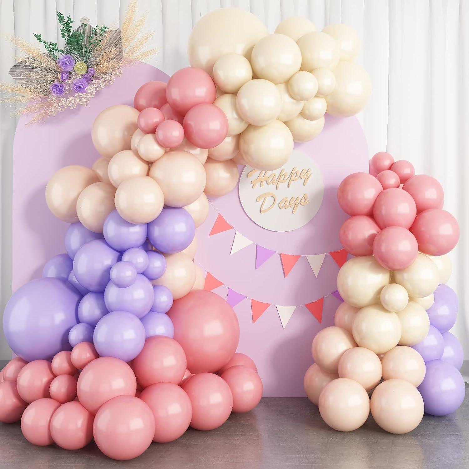 Kit Arco de Globos Isndare Rosa Púrpura y Blanco 105 Piezas