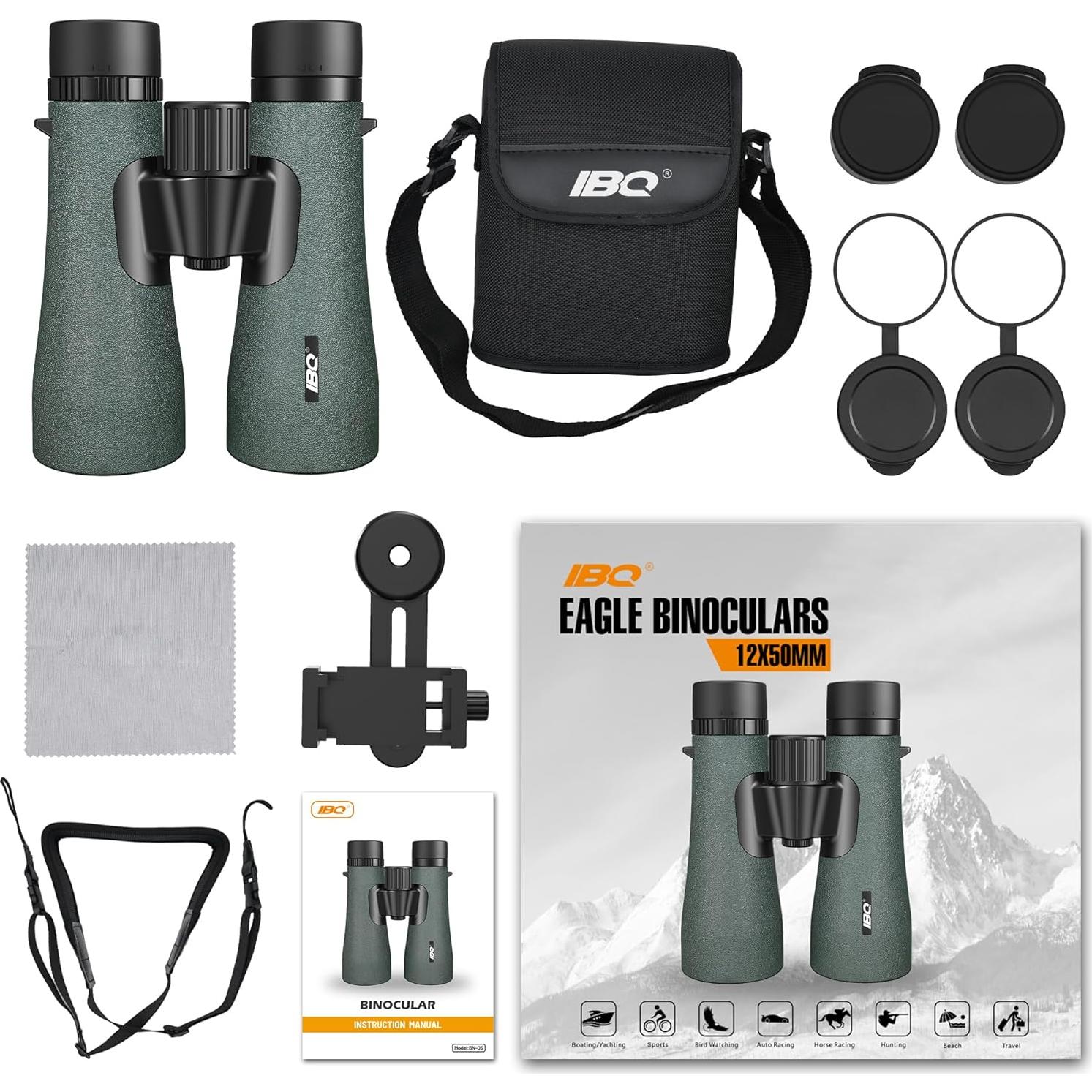 Binoculares IBQ 12x50mm Impermeables para Caza y Aves