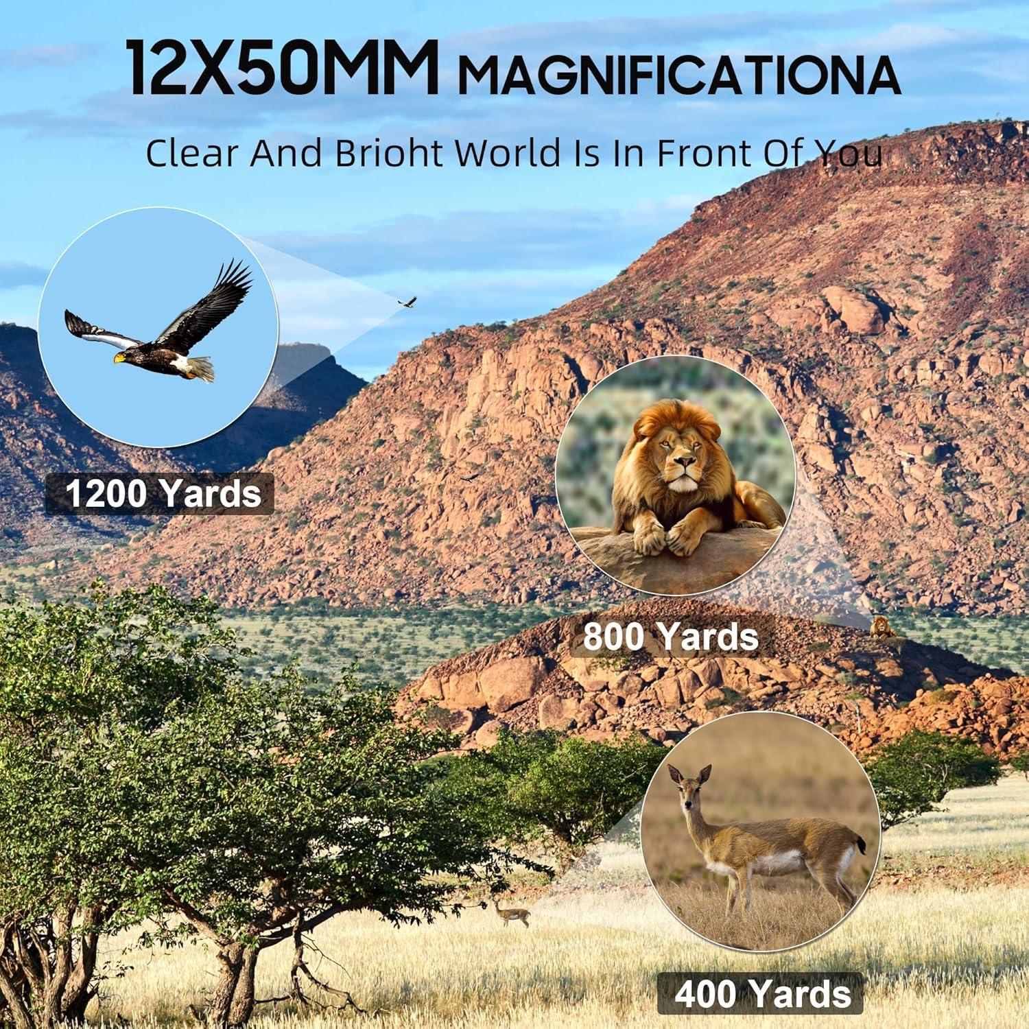 Binoculares IBQ 12x50mm Impermeables para Caza y Aves