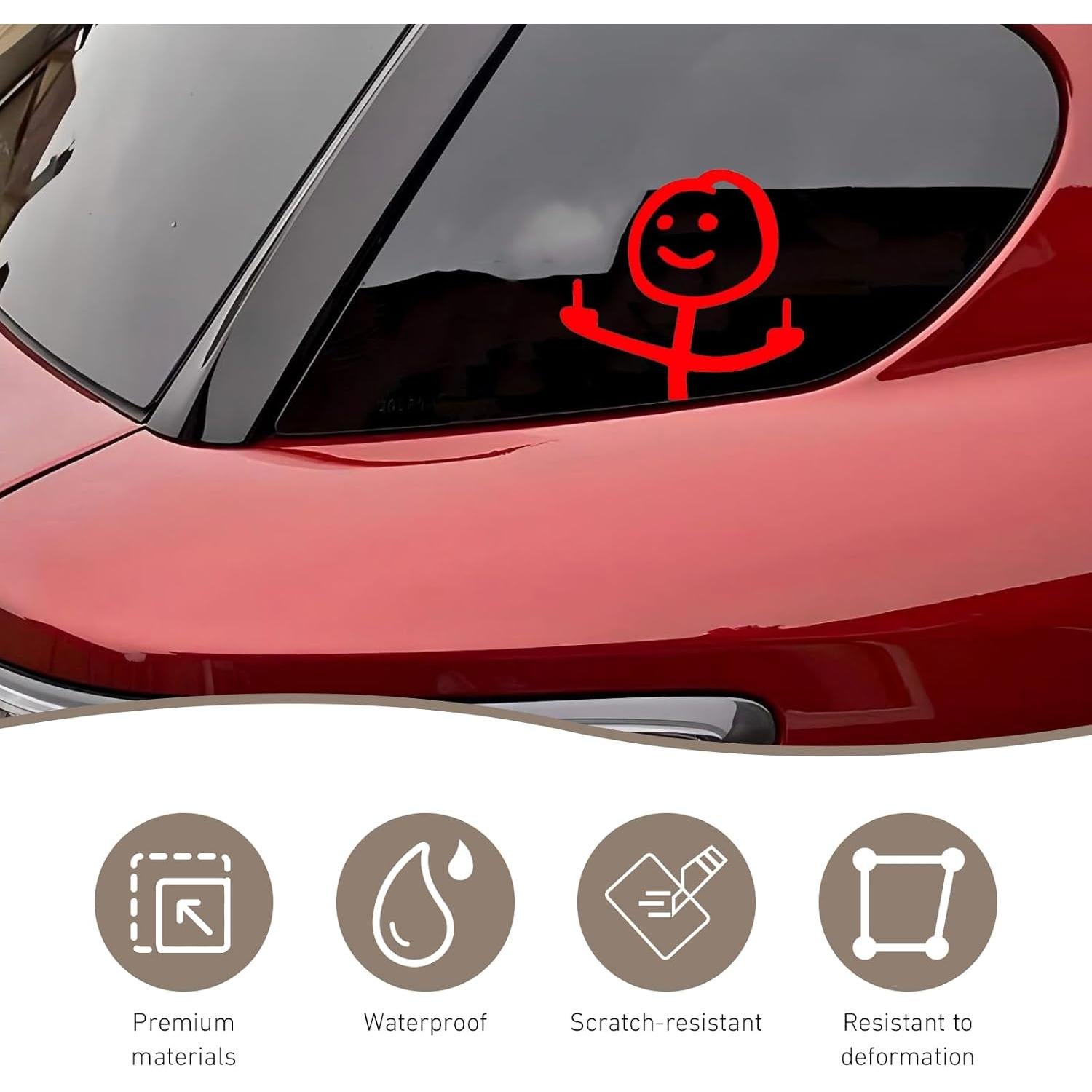 Calcomanía de Auto WZP Dedo Medio Divertida Vinilo Rojo 11.4x10.7cm