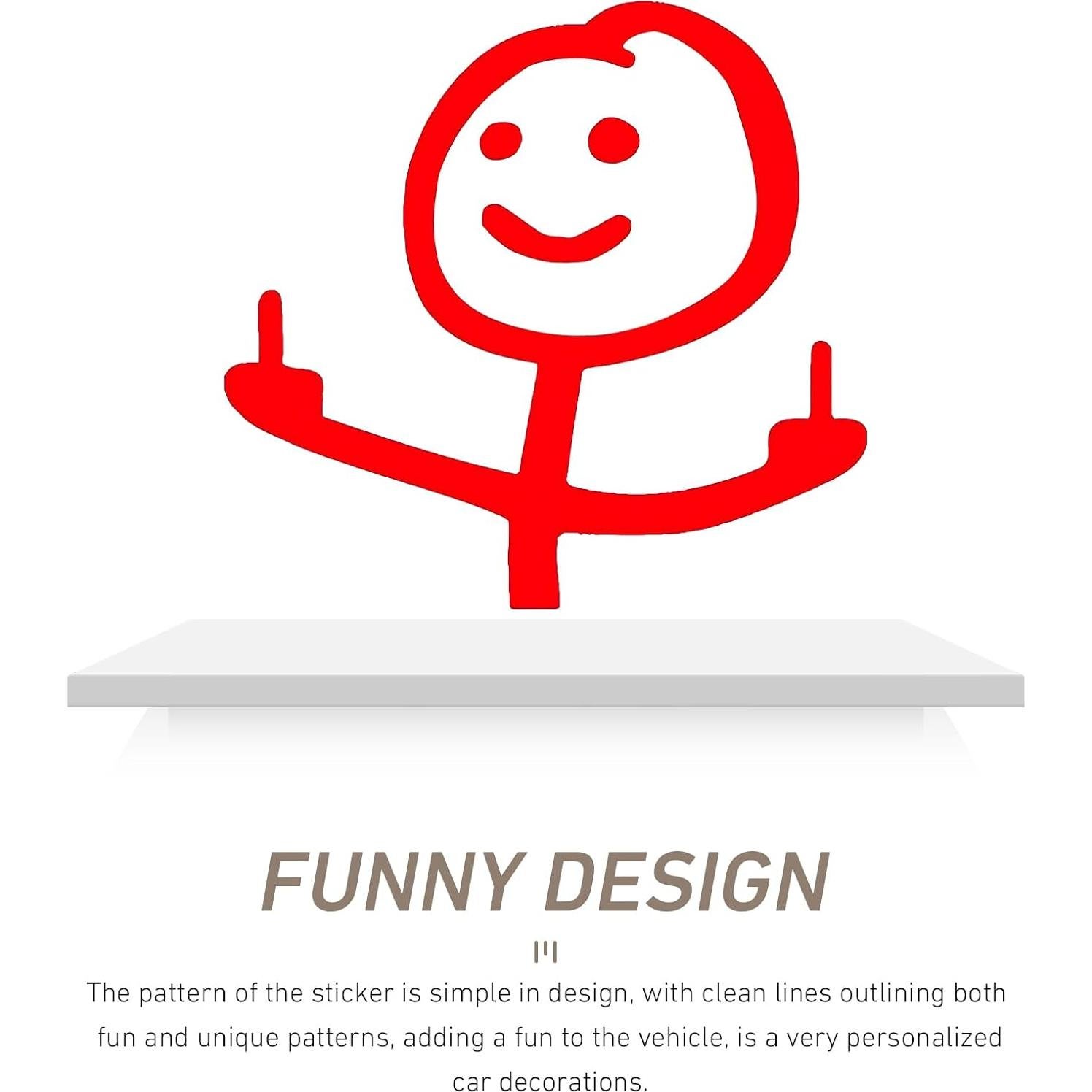 Calcomanía de Auto WZP Dedo Medio Divertida Vinilo Rojo 11.4x10.7cm