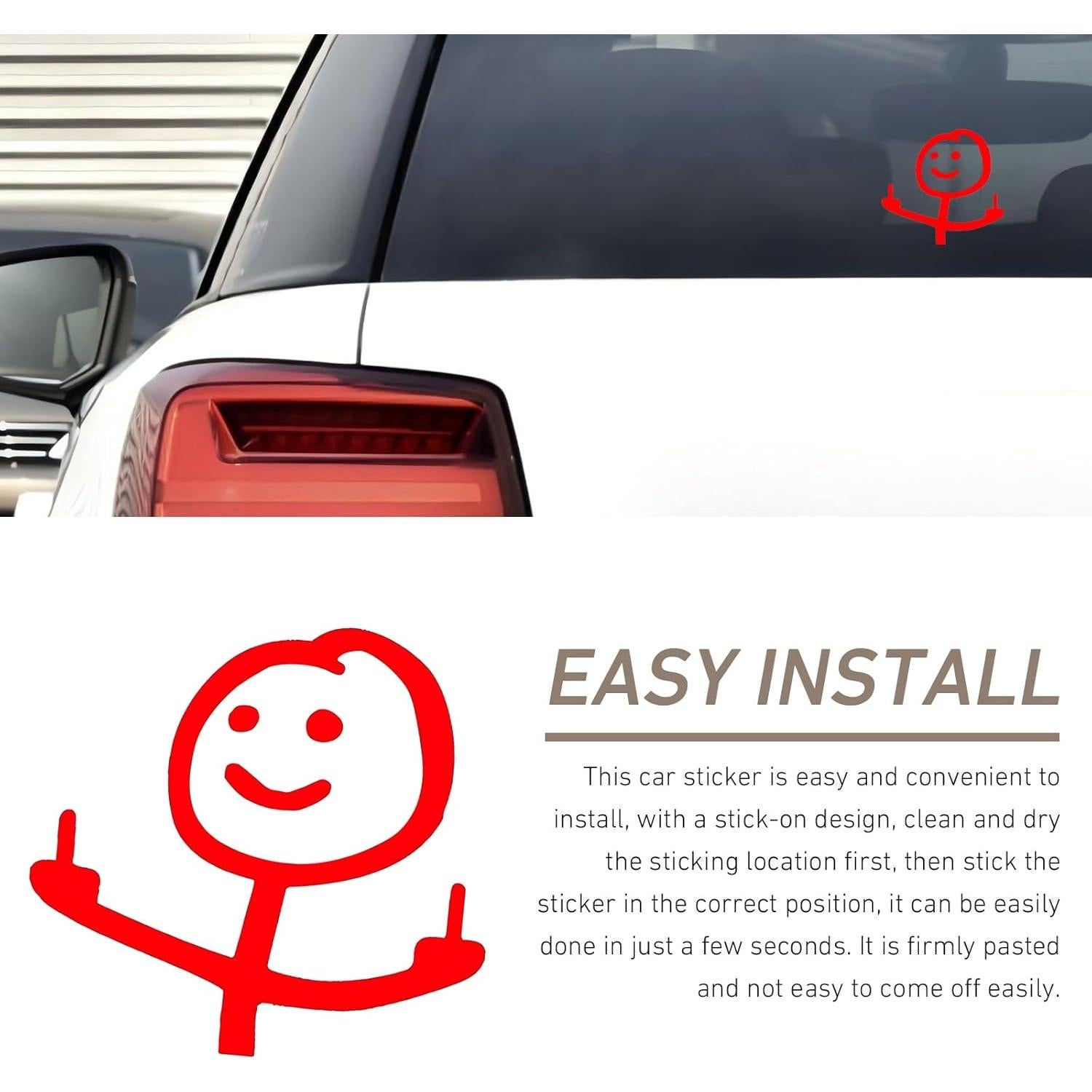 Calcomanía de Auto WZP Dedo Medio Divertida Vinilo Rojo 11.4x10.7cm