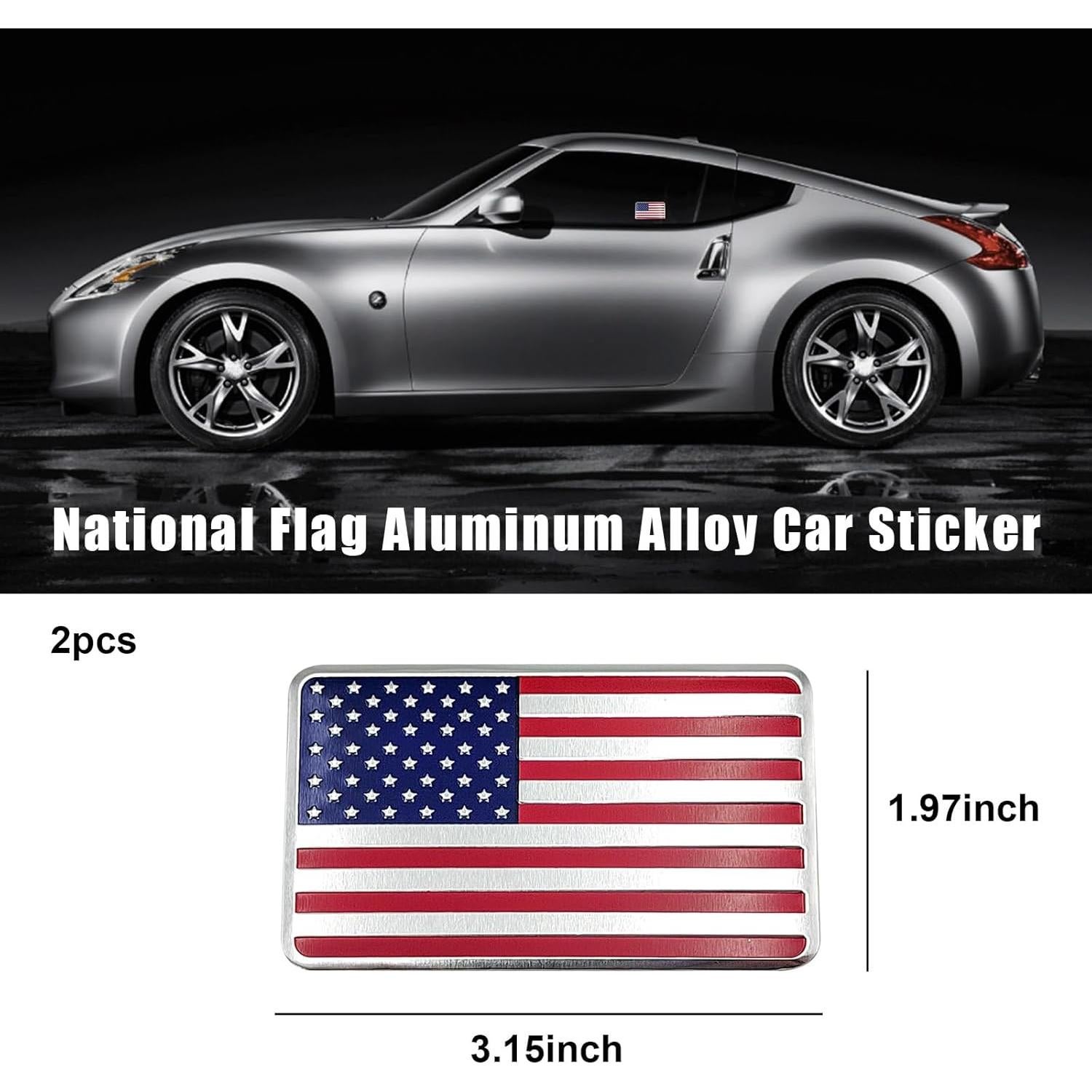 Calcomanías 3D de Metal Dickno - Bandera Americana Roja (2 PCS)