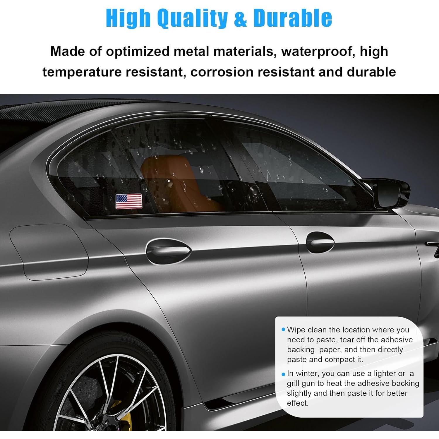 Calcomanías 3D de Metal Dickno - Bandera Americana Roja (2 PCS)