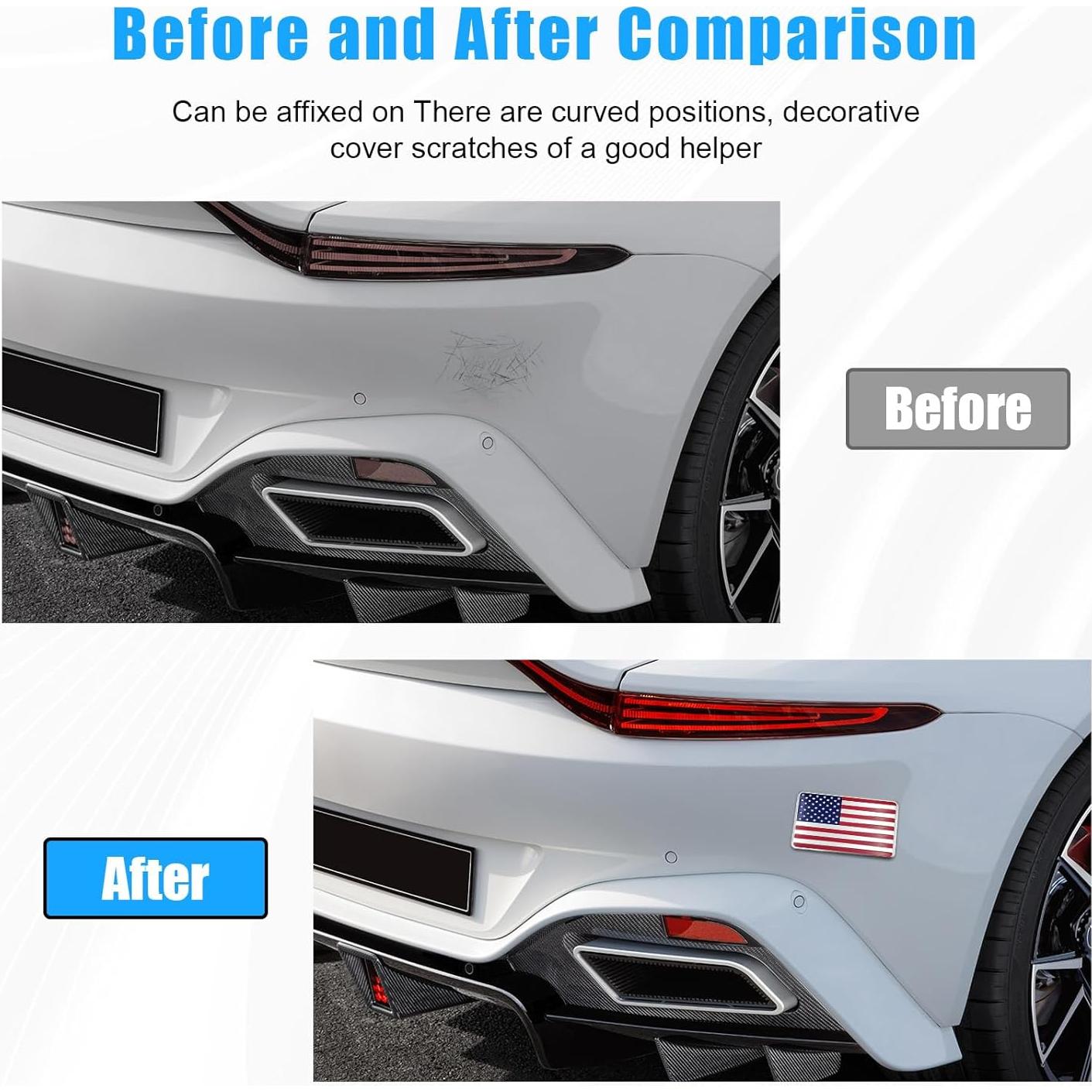 Calcomanías 3D de Metal Dickno - Bandera Americana Roja (2 PCS)