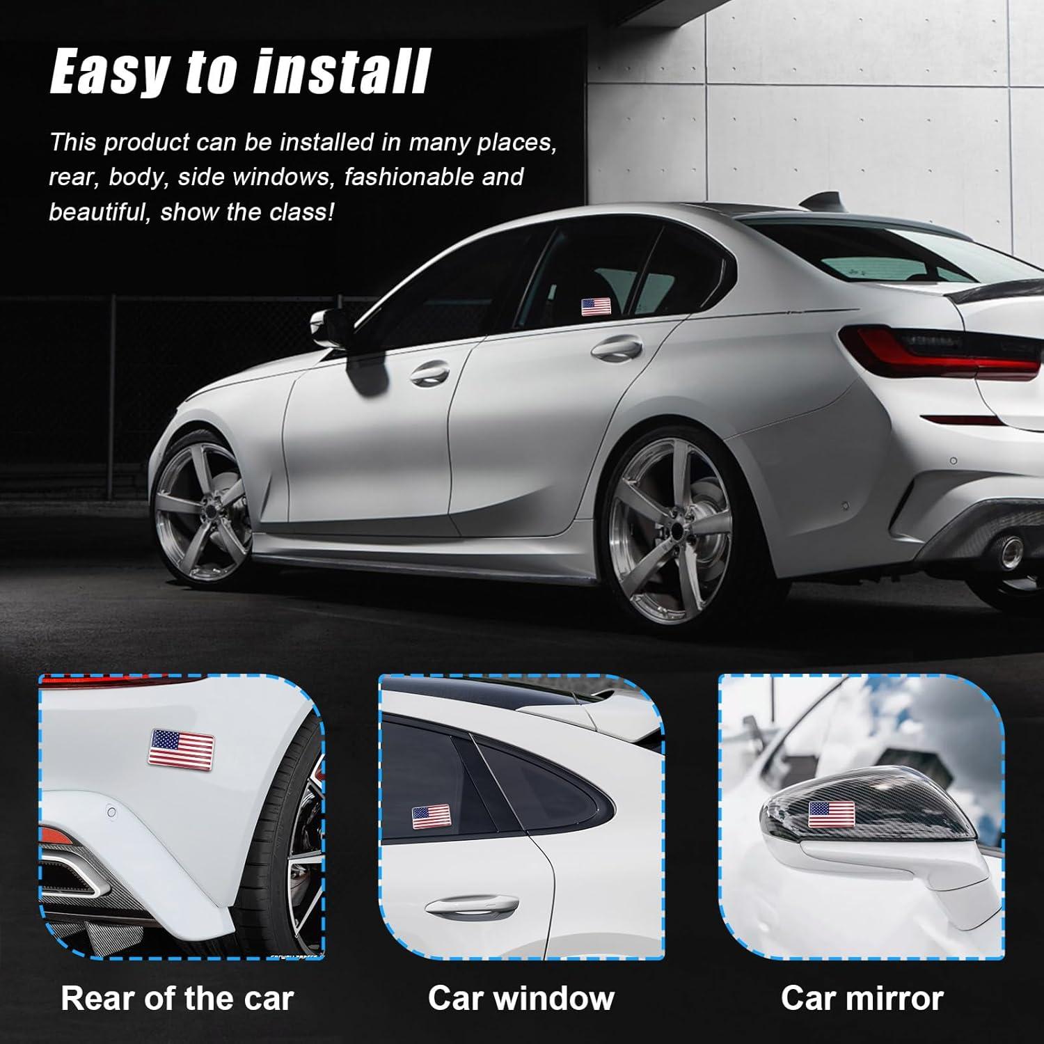 Calcomanías 3D de Metal Dickno - Bandera Americana Roja (2 PCS)