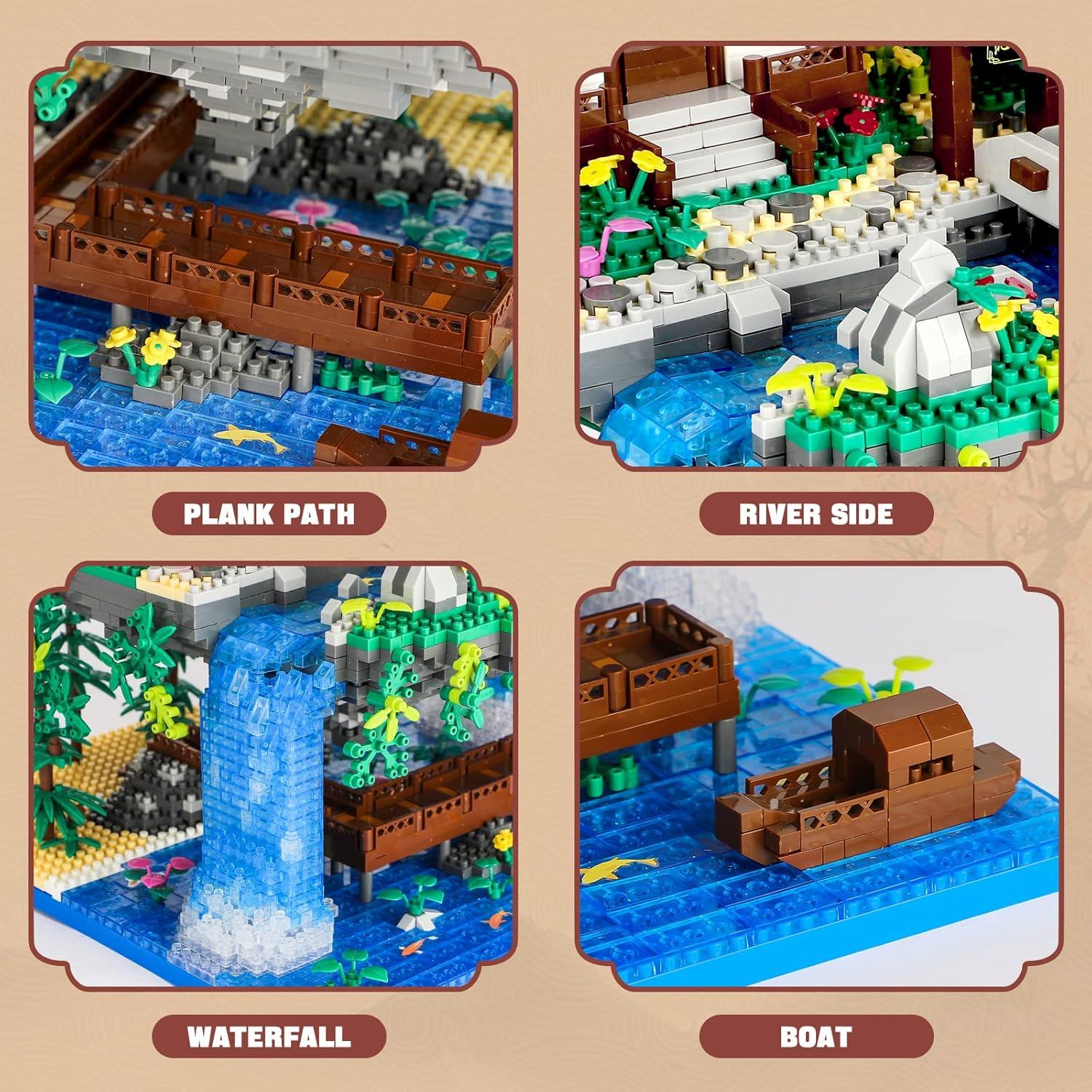 Conjunto de Bloques Micro Shantou Estanque de Flor de Durazno 3320PCS