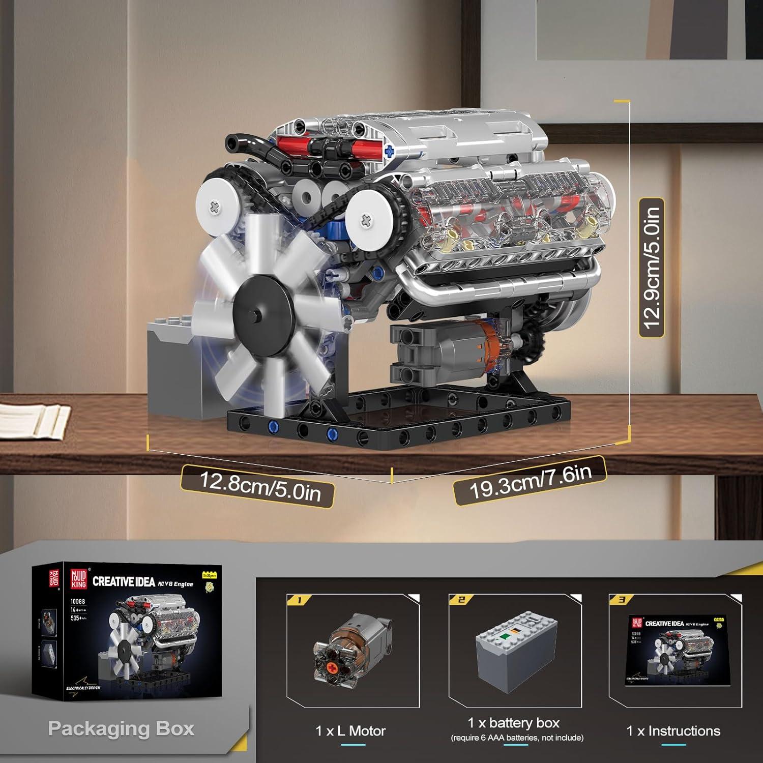 Mould King 10088 Kit Motor V8 535 Piezas STEM para Niños