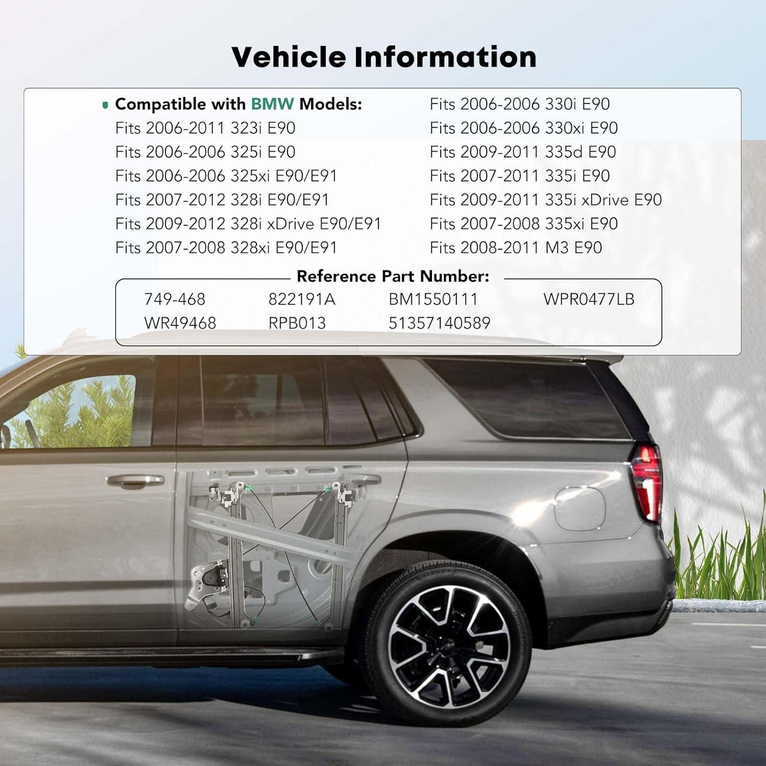 Regulador de Ventana Eléctrico YHTAUTO Trasero Izquierdo BMW E90 E91