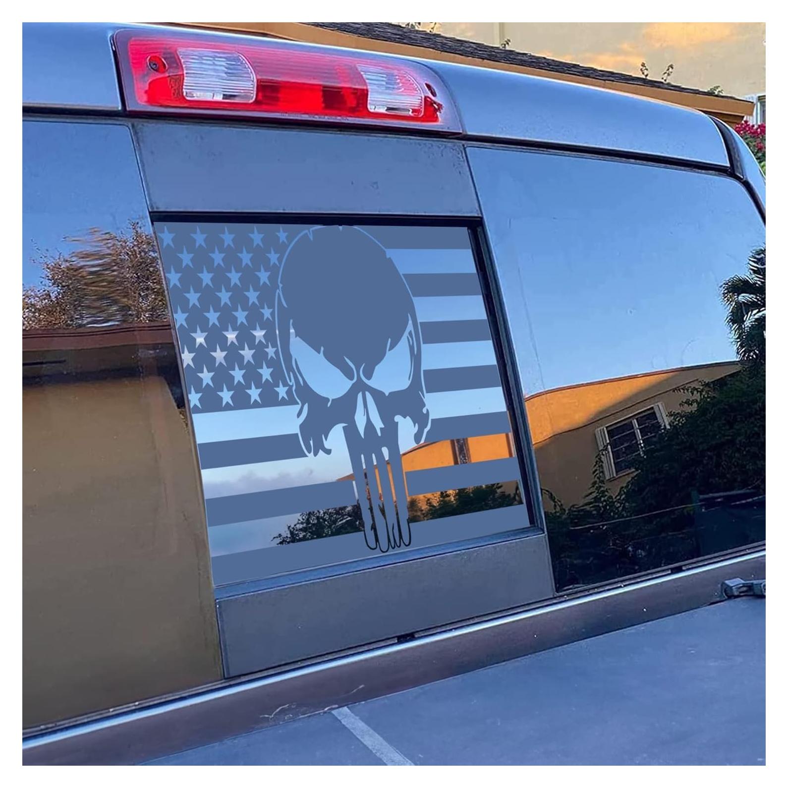 Calcomanía de Calavera con Bandera Americana para Dodge Ram 2009-2024