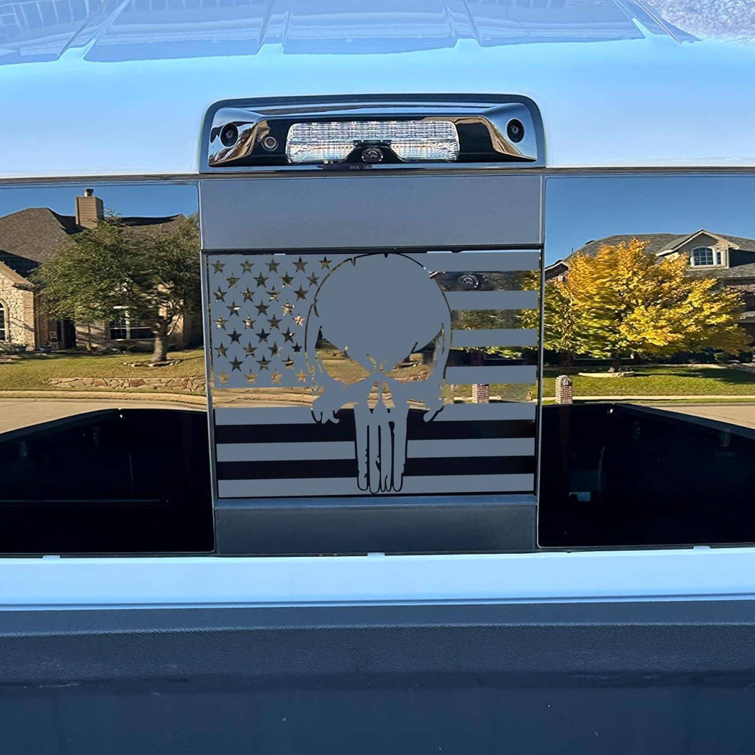 Calcomanía de Calavera con Bandera Americana para Dodge Ram 2009-2024