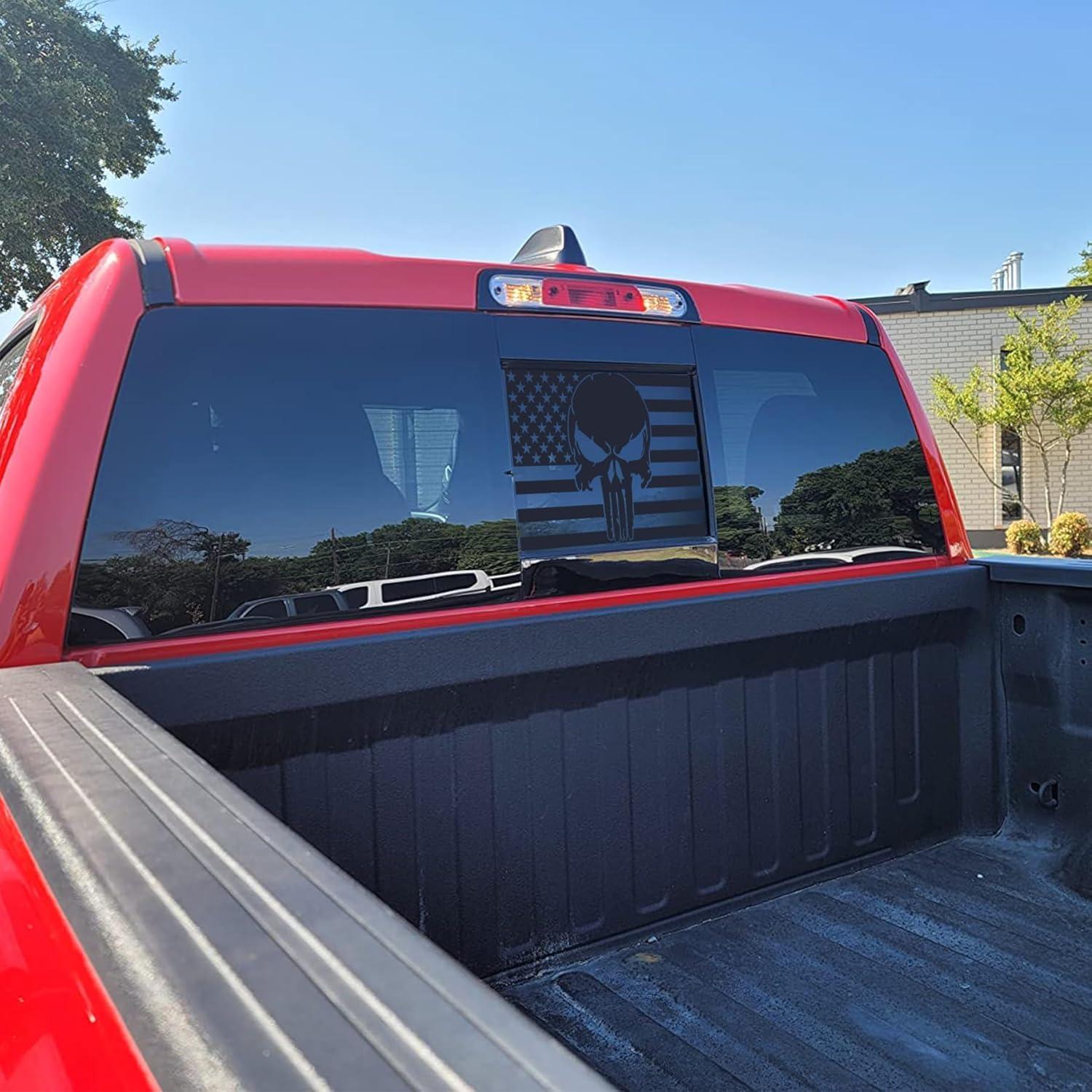 Calcomanía de Calavera con Bandera Americana para Dodge Ram 2009-2024