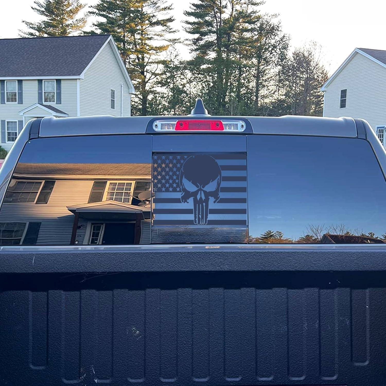 Calcomanía de Calavera con Bandera Americana para Dodge Ram 2009-2024