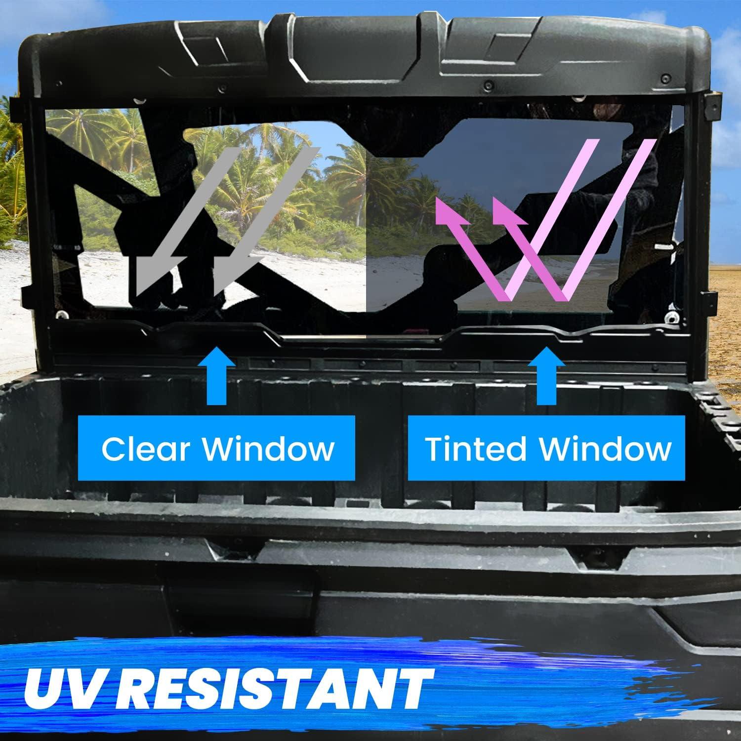 Parabrisas Trasero KUAFU Tinte Ahumado para Polaris Ranger 2013-2023