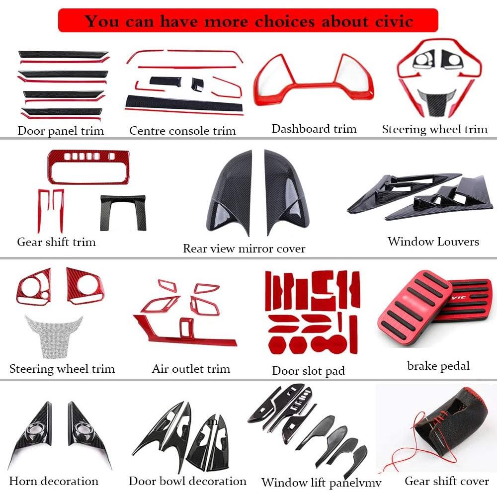 Cubiertas de Ventilación Lateral Honda Civic 2016-2021 ABS Carbono