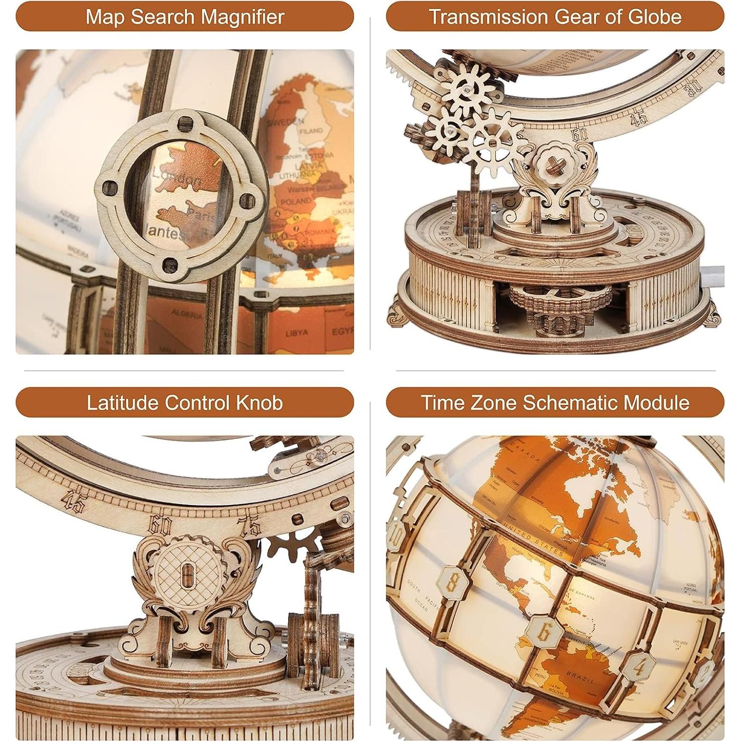 Rompecabezas 3D ROKR Globo Iluminado con LED 180 piezas