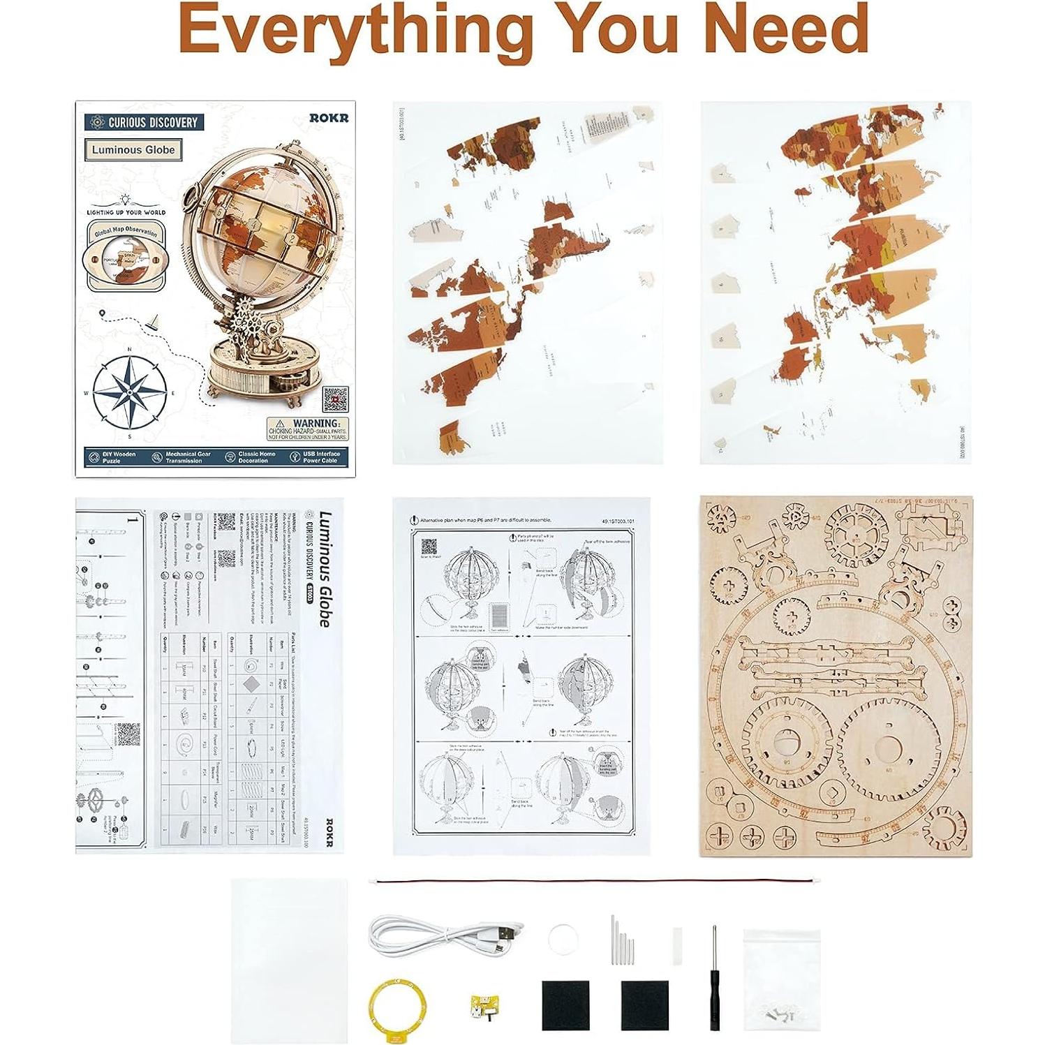 Rompecabezas 3D ROKR Globo Iluminado con LED 180 piezas