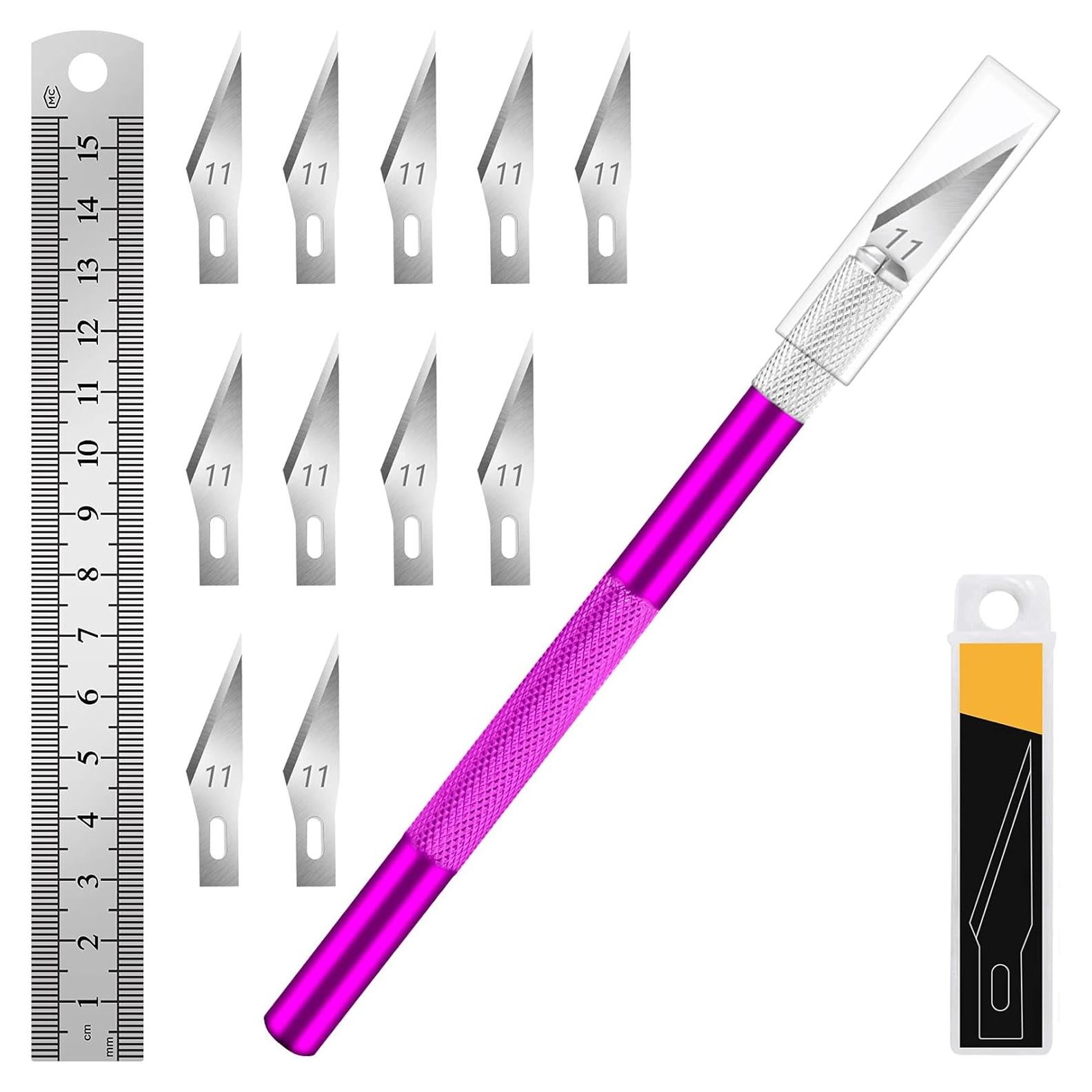 Cuchillo de Manualidades DIYSELF con 11 Cuchillas y Regla 15cm