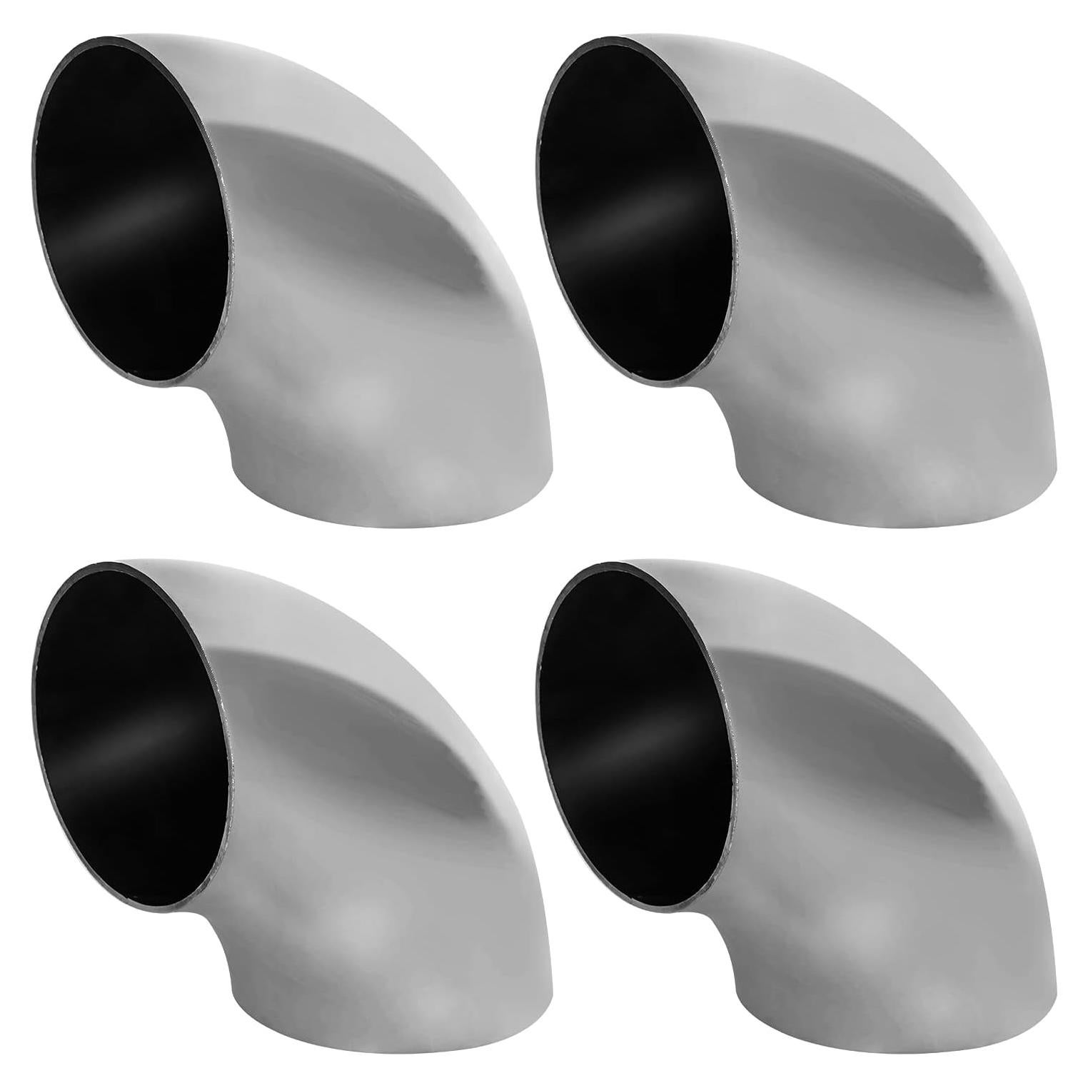 Codo de Escape ZOEYES 4 Pcs Acero Inoxidable 90 Grados 63 mm