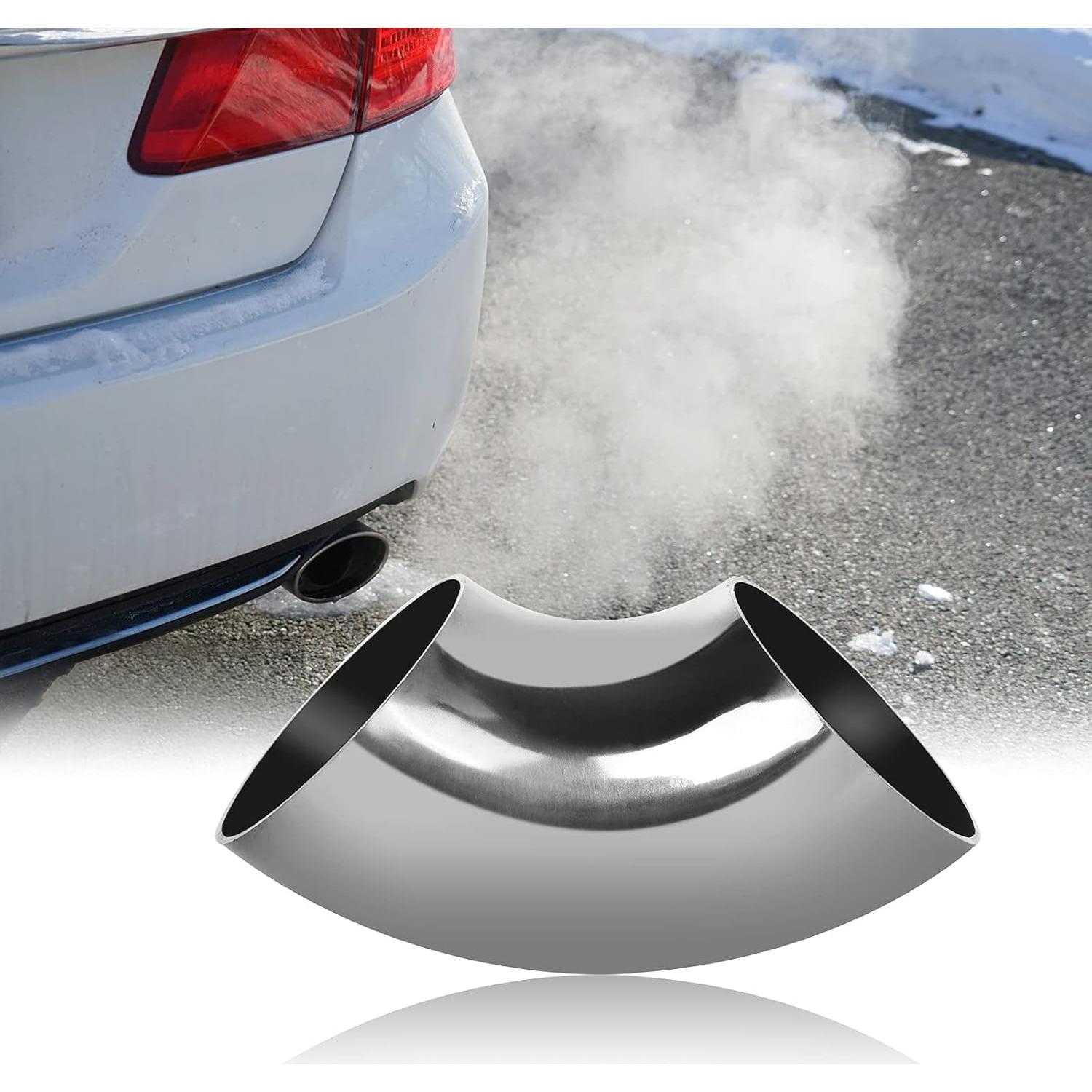 Codo de Escape ZOEYES 4 Pcs Acero Inoxidable 90 Grados 63 mm