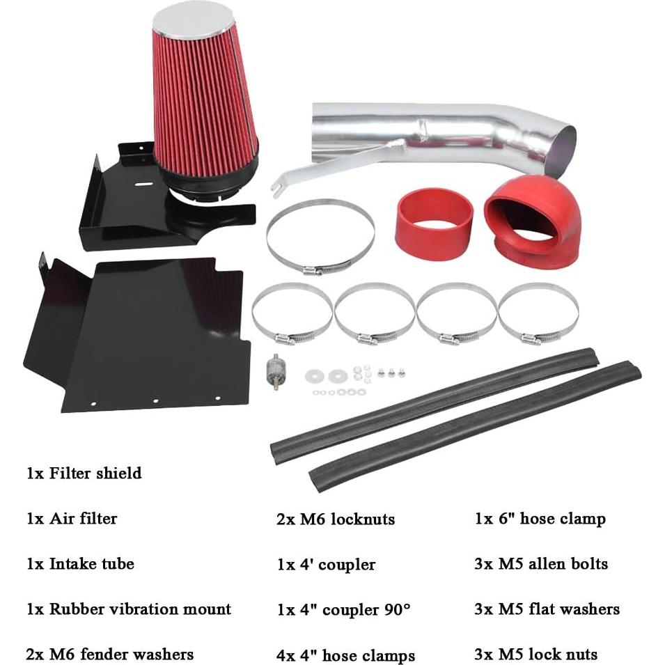 Kit de Entrada de Aire Frío MOOSUN 4" para GMC Chevy V8 4.8L-6.0L