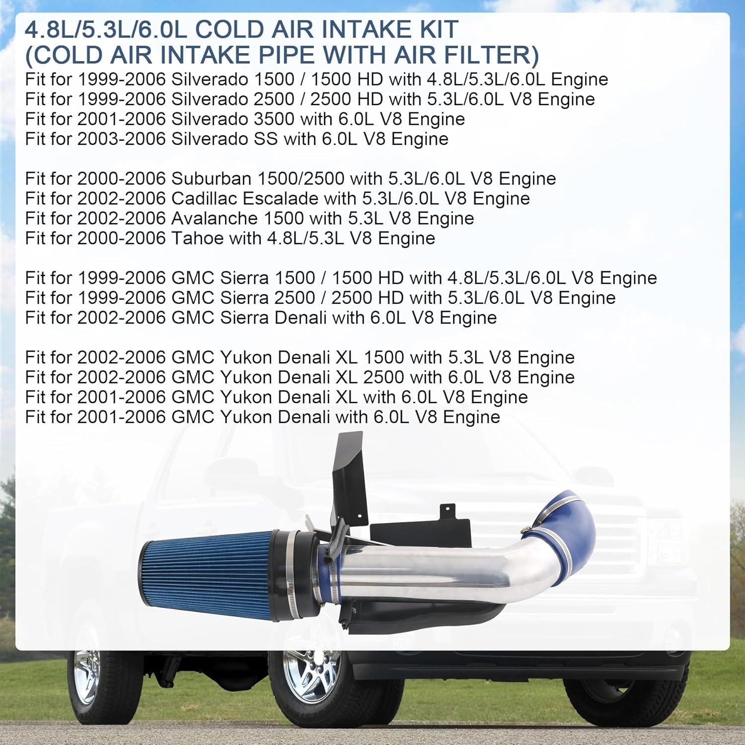 Kit de Entrada de Aire Frío LDMINDA 4" para Silverado 1999-2006