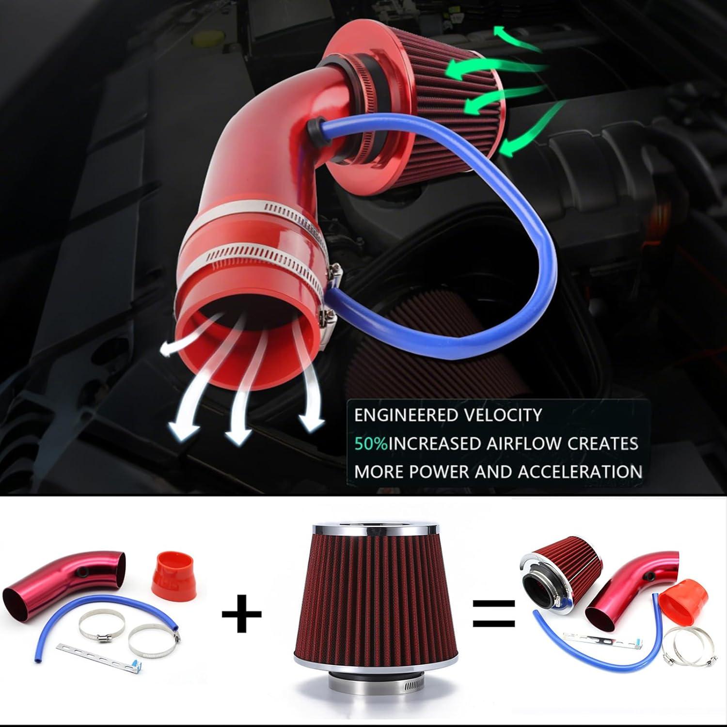 Kit de Admisión de Aire Frío Vechkom 76mm Rojo - Alto Rendimiento