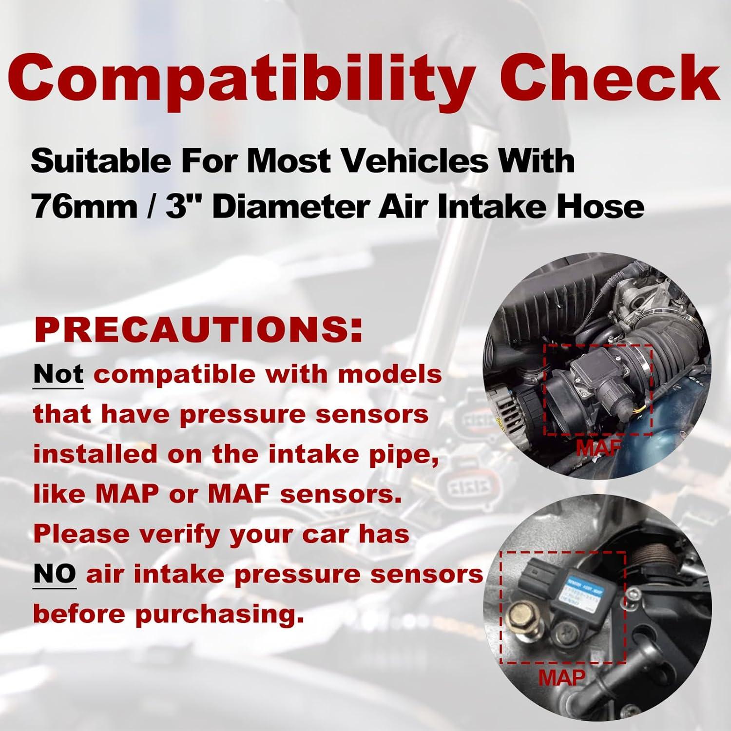 Kit de Admisión de Aire Frío Vechkom 76mm Rojo - Alto Rendimiento